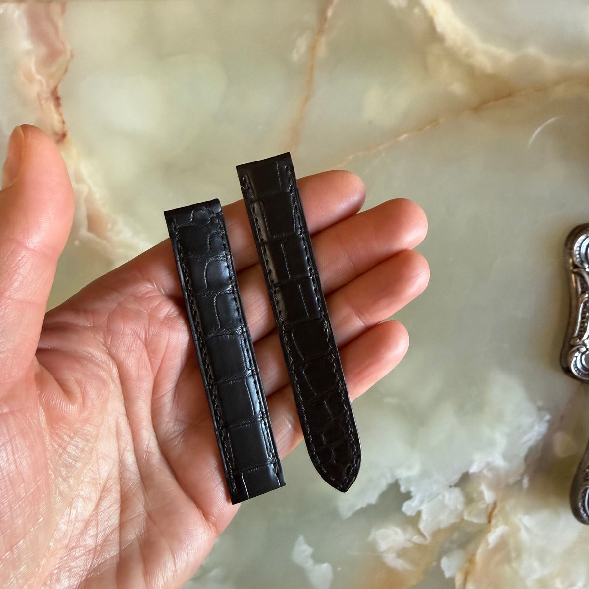 Authentic Cartier Black Alligator Watch Strap Band 15.50mm KD11EL07-S06