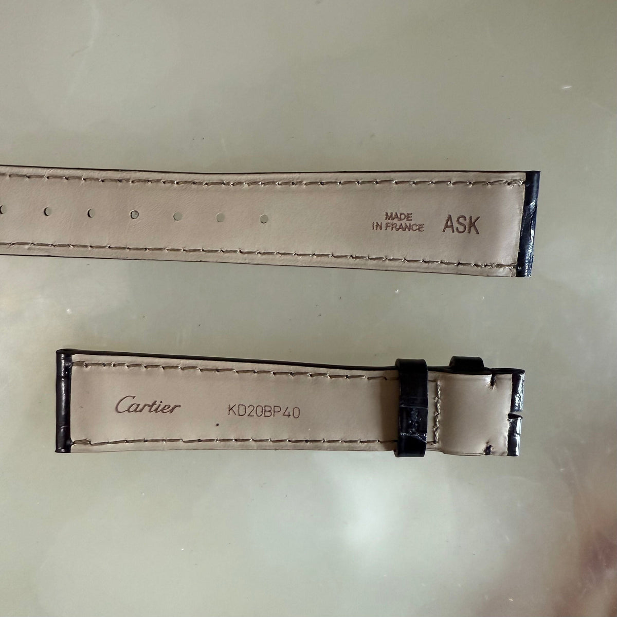 Authentic Cartier Black Alligator Watch Strap Band 19mm KD20BP40