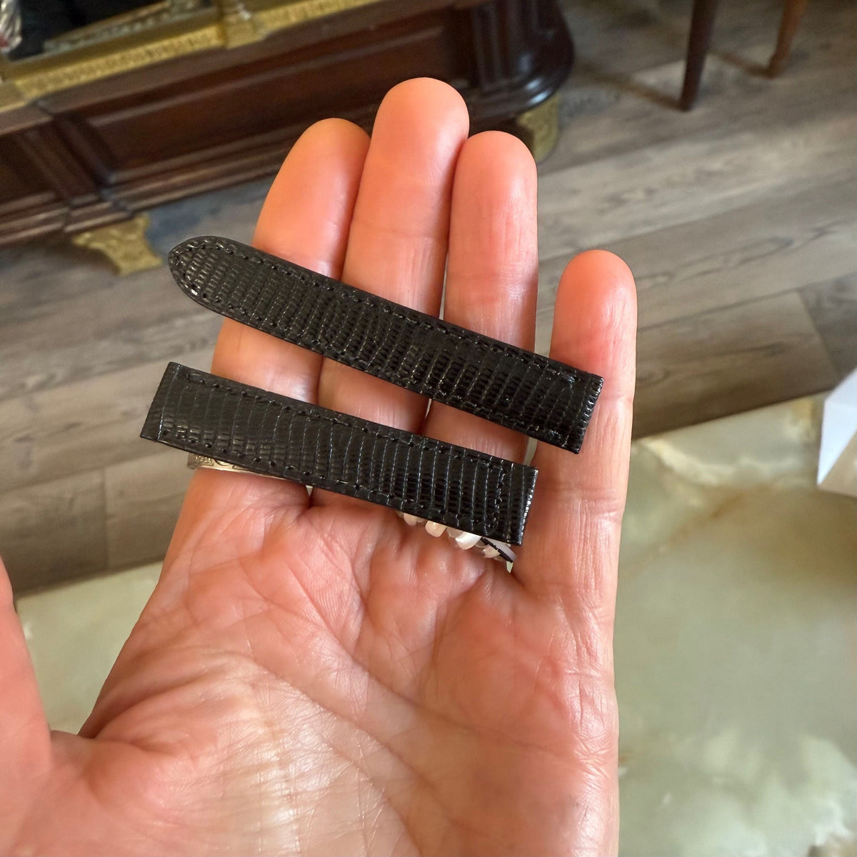 Authentic Cartier Black Leather Watch Strap Band 13.5mm