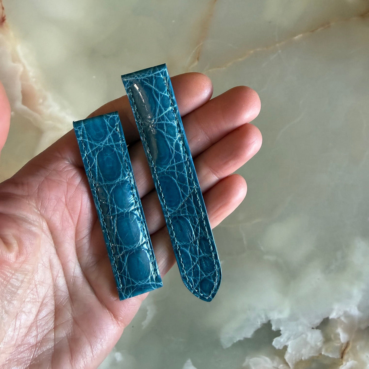 Authentic Cartier Blue Alligator Watch Strap Band 18mm KD67HE81-S22