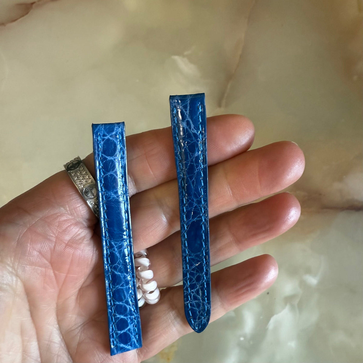 Authentic Cartier Blue Caiman Skin Watch Strap Band 11mm KD17CC95