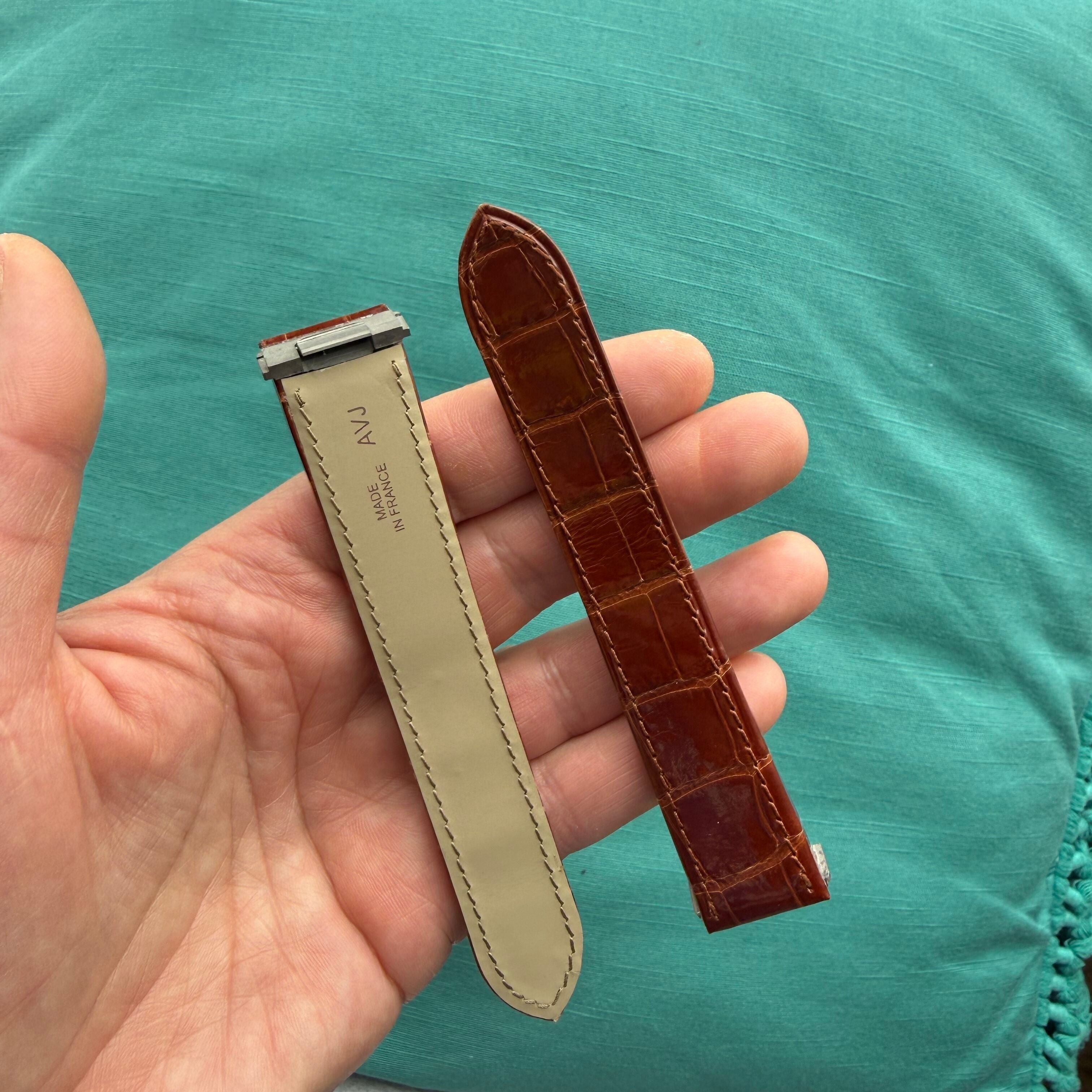 Authentic Cartier Brown Alligator Quick Release Watch Strap Band 19.45mm