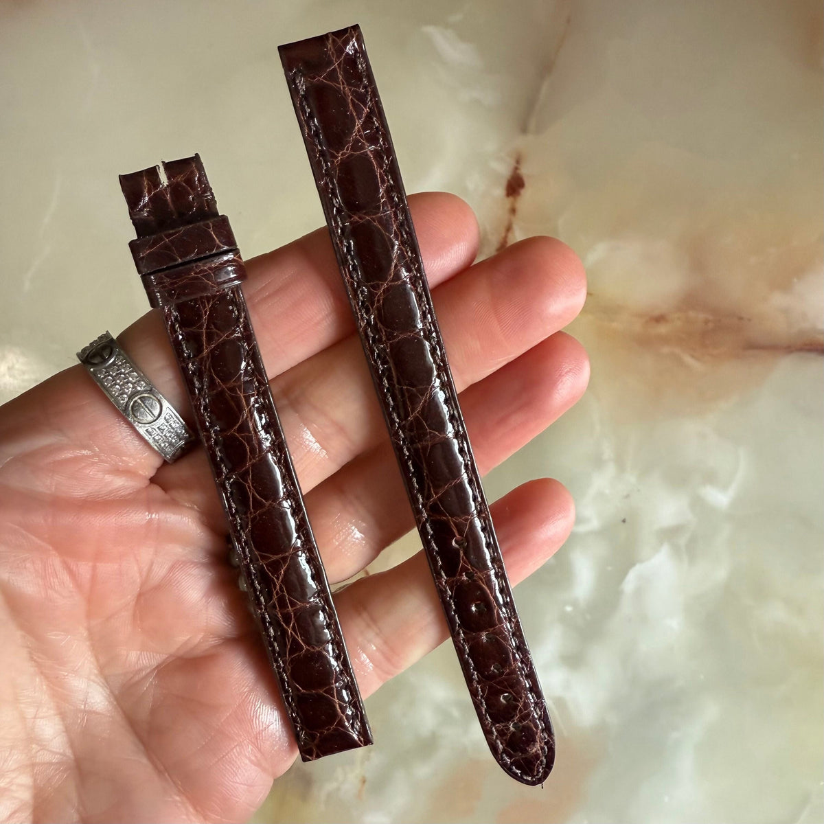 Authentic Cartier Brown Alligator Watch Strap Band 12mm KD321F88
