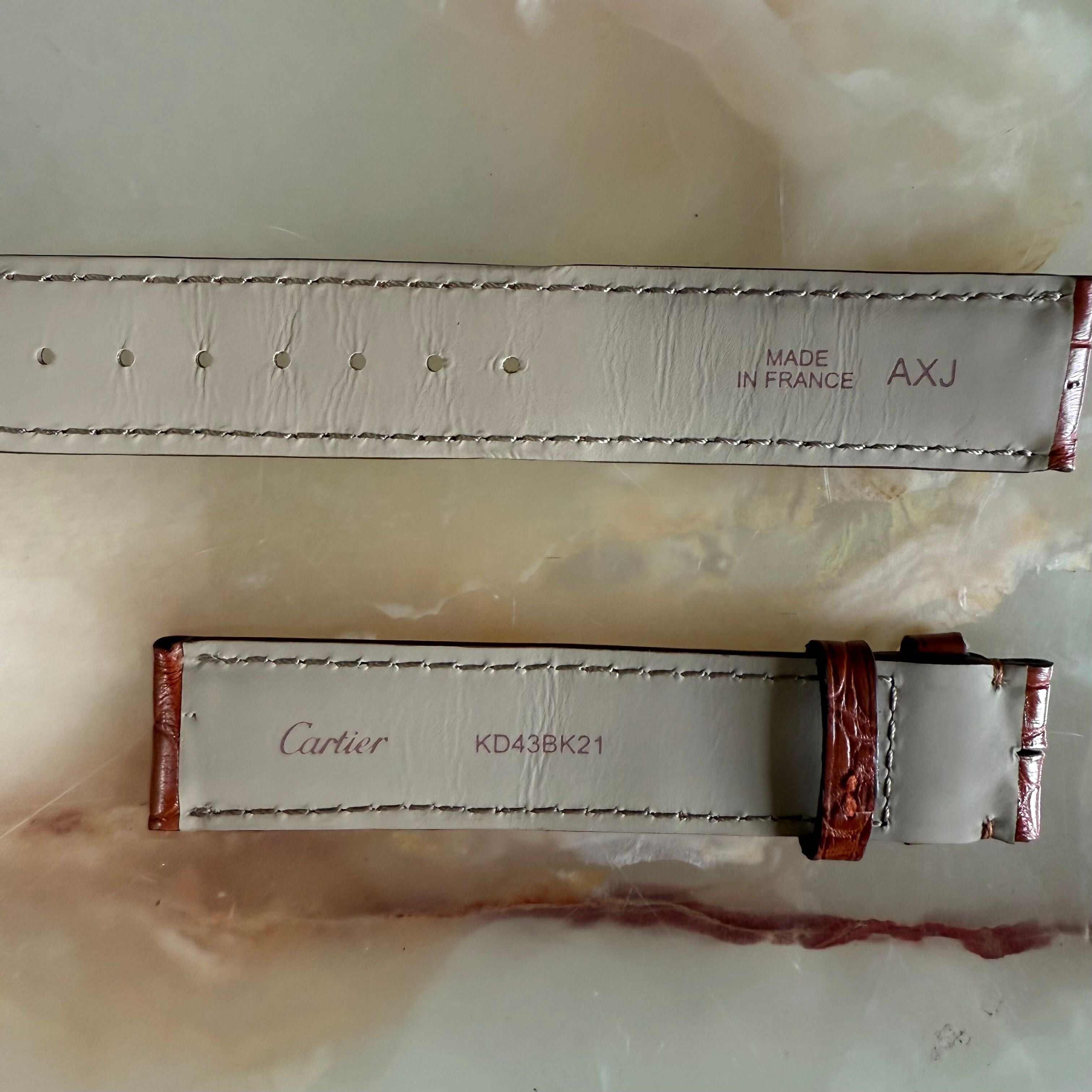 Authentic Cartier Brown Alligator Watch Strap Band 18mm KD43BK21