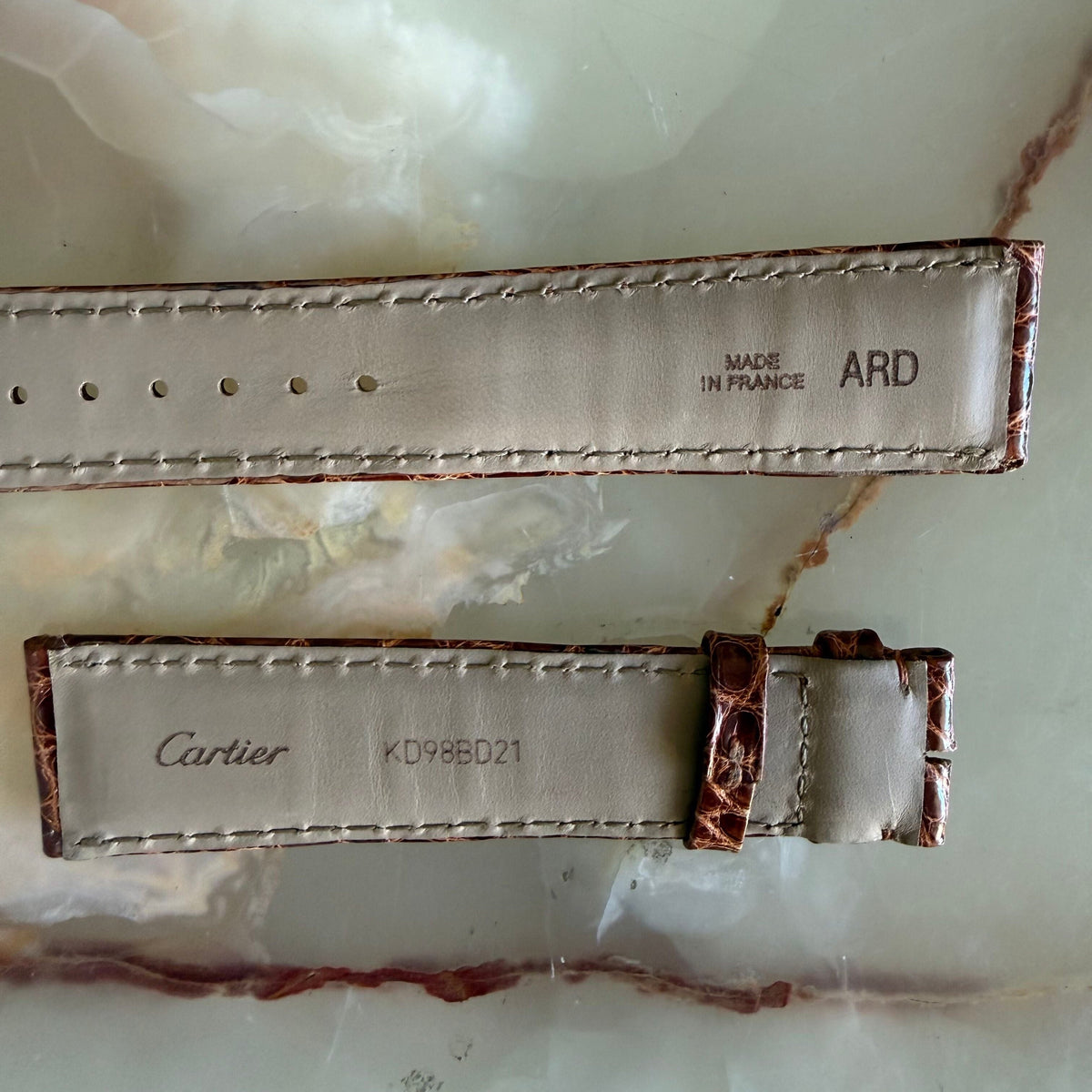 Authentic Cartier Brown Alligator Watch Strap Band 20.75mm KD98BD21