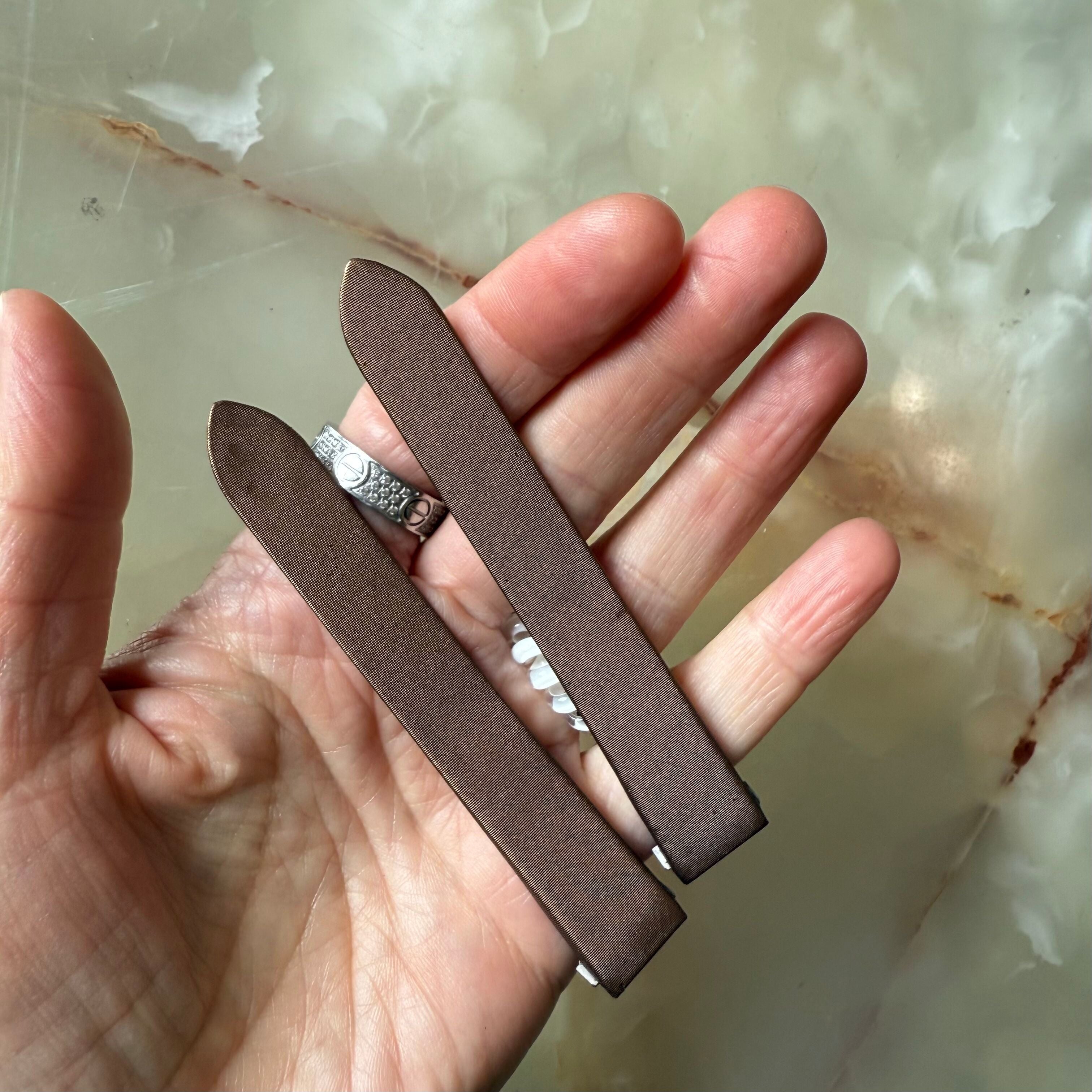Authentic Cartier Brown Satin Leather Quick Release Watch Strap Band 16mm