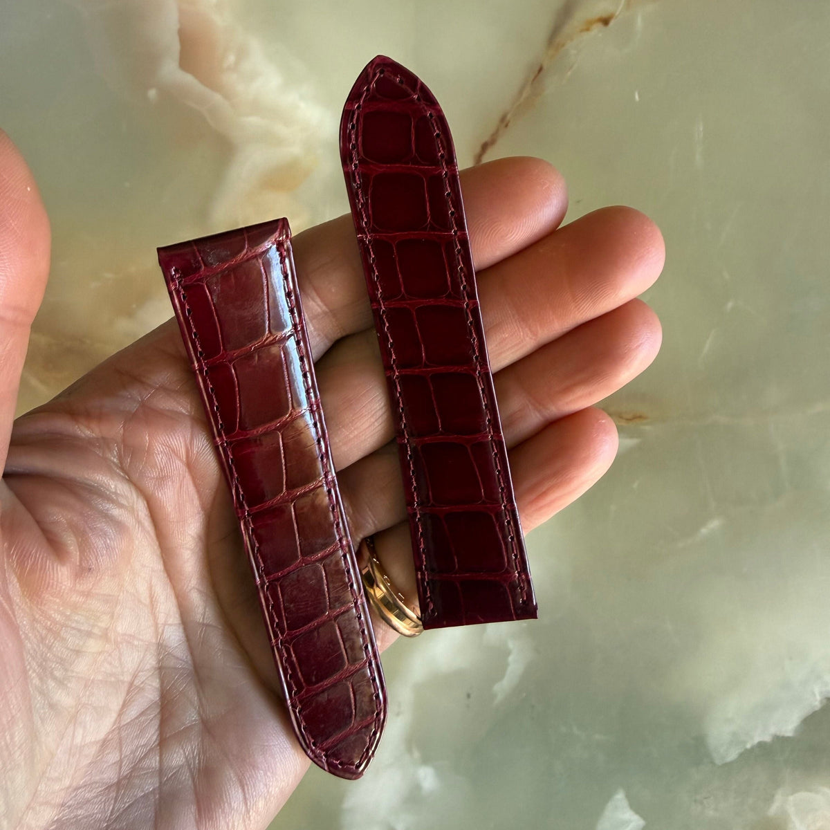 Authentic Cartier Burgundy Alligator Watch Strap Band 20.75mm KD98XY27-S06