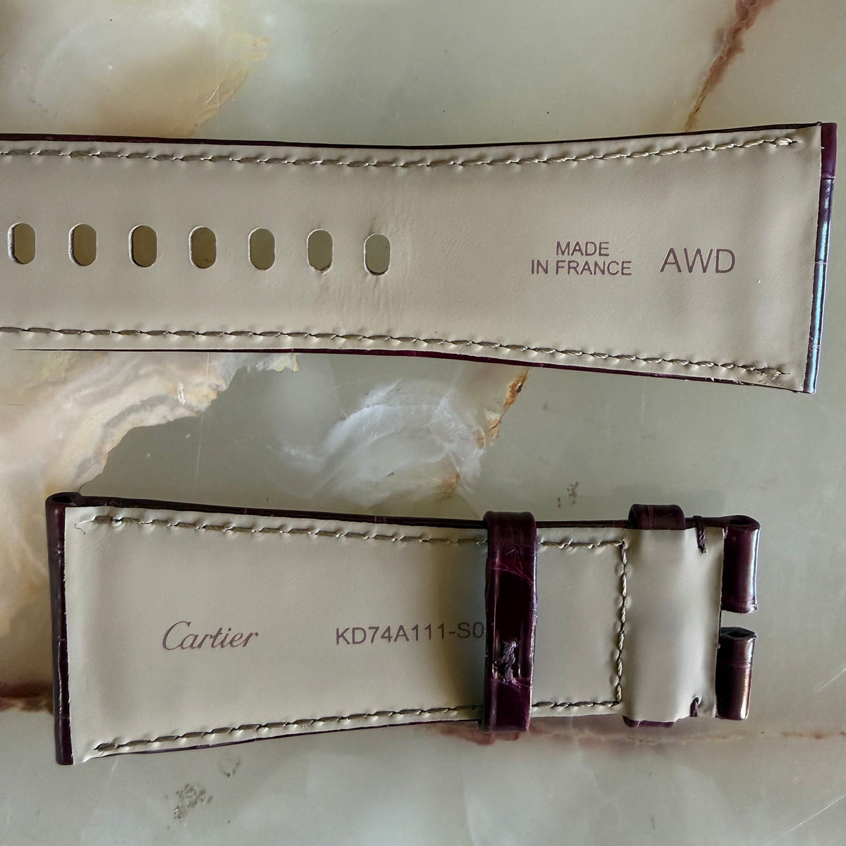 Authentic Cartier Burgundy Alligator Watch Strap Band 29mm KD74A111-S06