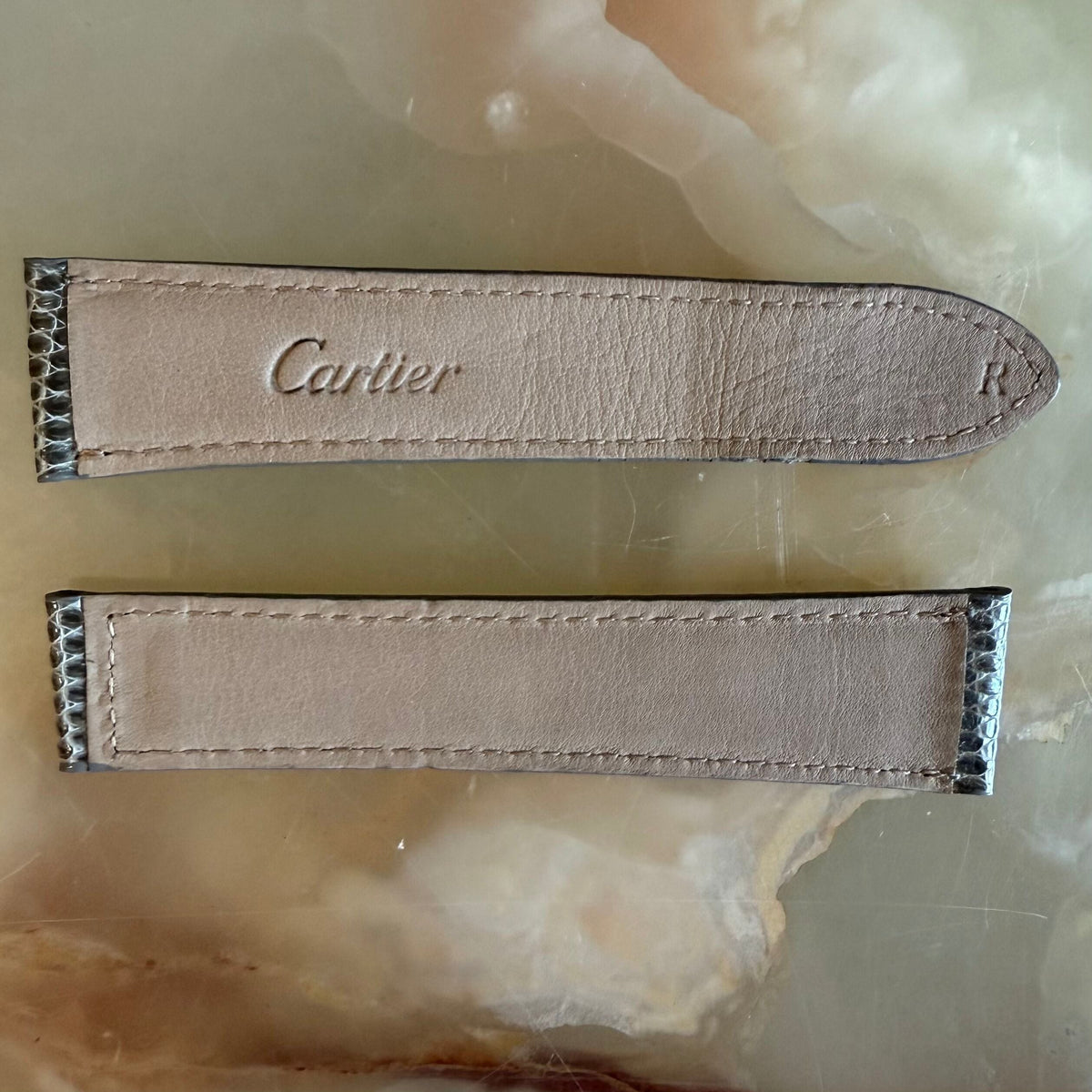 Authentic Cartier Gray Leather Watch Strap Band 19mm