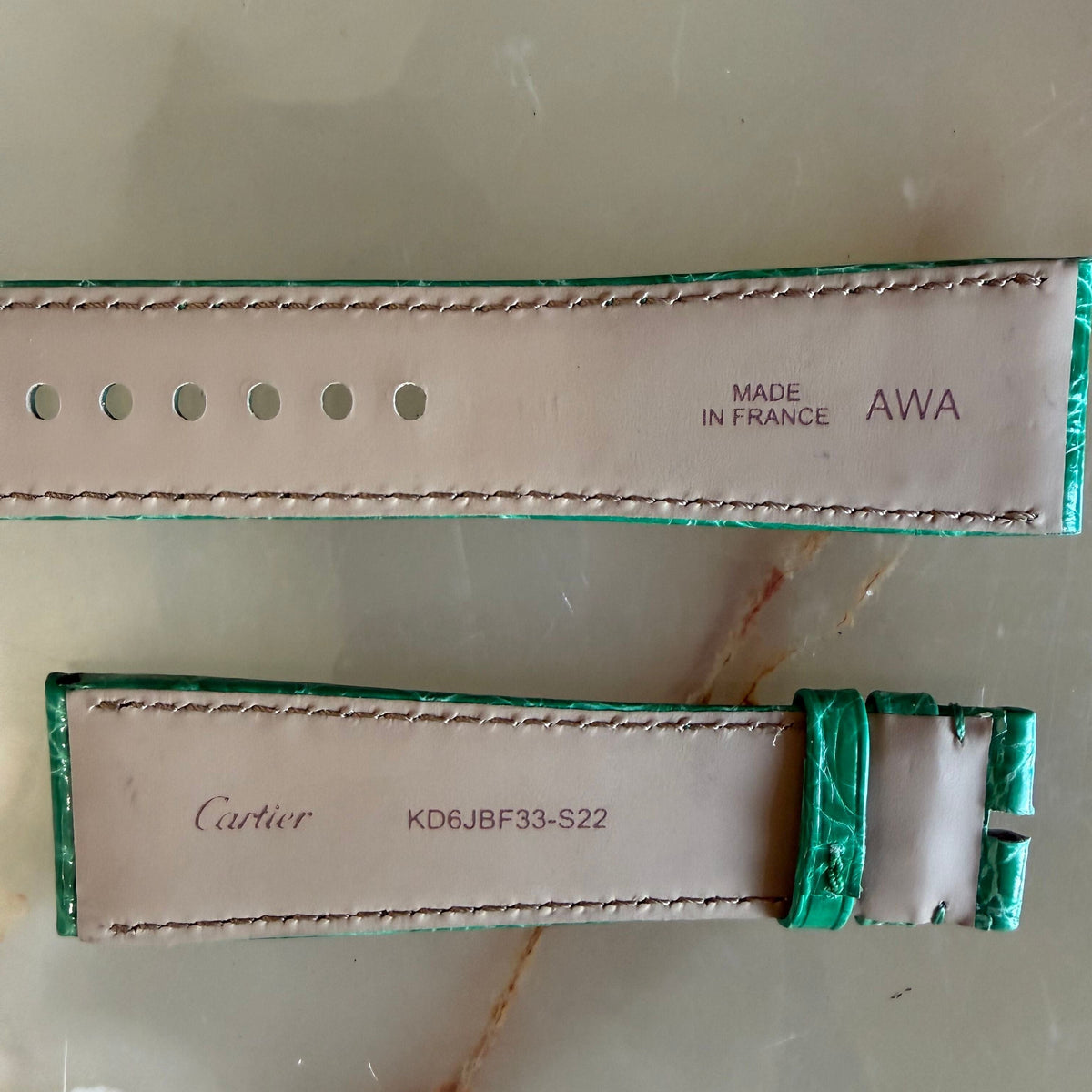 Authentic Cartier Green Alligator Watch Strap Band 22.65mm KD6JBF33-S22