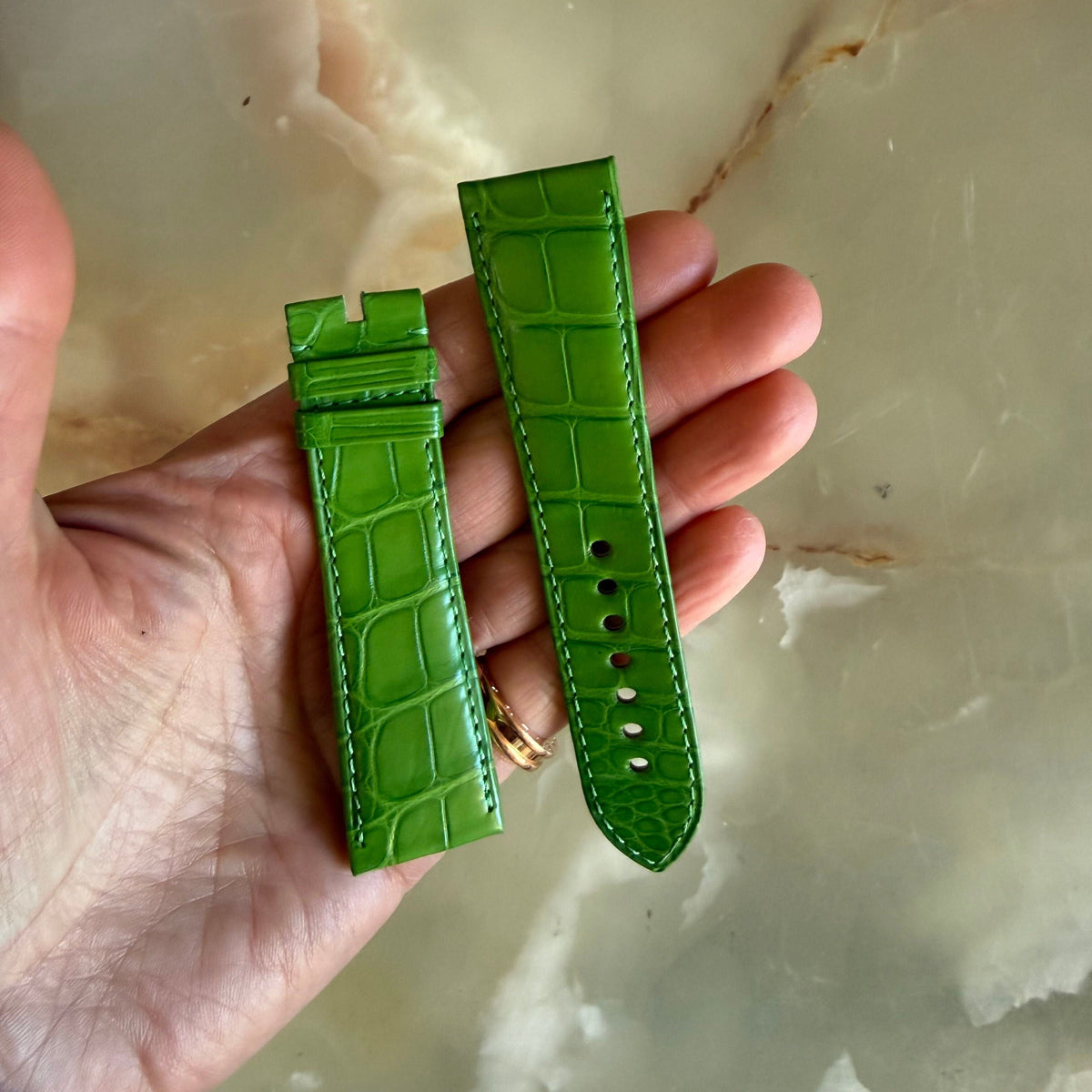 Authentic Cartier Green Alligator Watch Strap Band 23.50mm KD6JBM07-S06