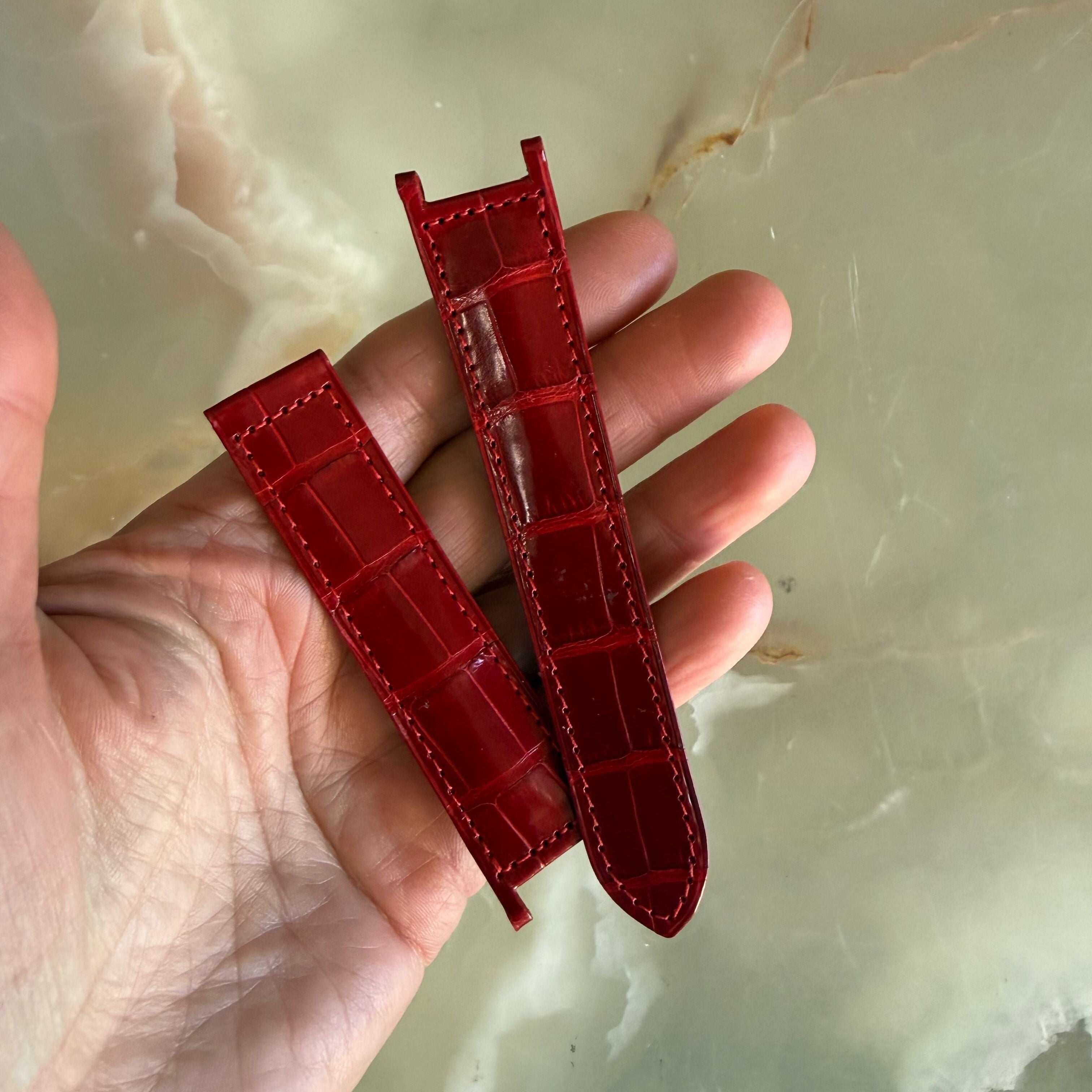 Authentic Cartier Pasha Red Alligator Watch Strap Band 21mm KD1HIR04