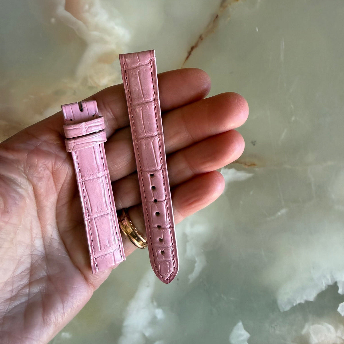 Authentic Cartier Pink Alligator Watch Strap Band 15mm KD53AK89