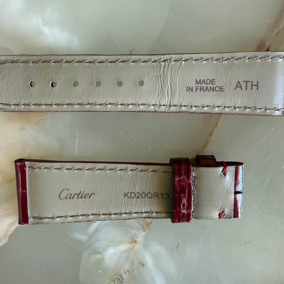 Authentic Cartier Red Alligator Watch Strap Band 18.85mm KD20QR13