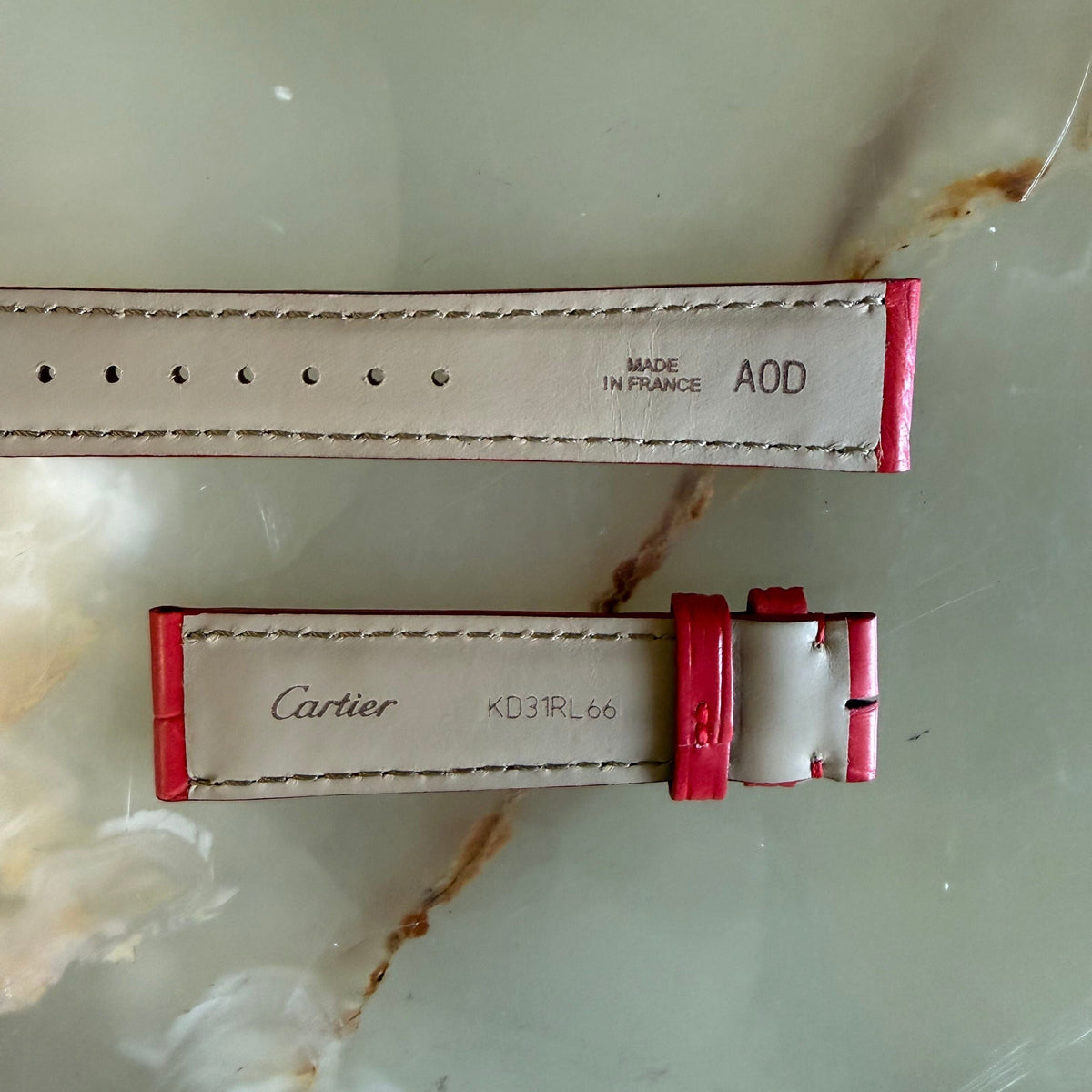 Authentic Cartier Red Alligator Watch Strap Band 19mm KD31RL66