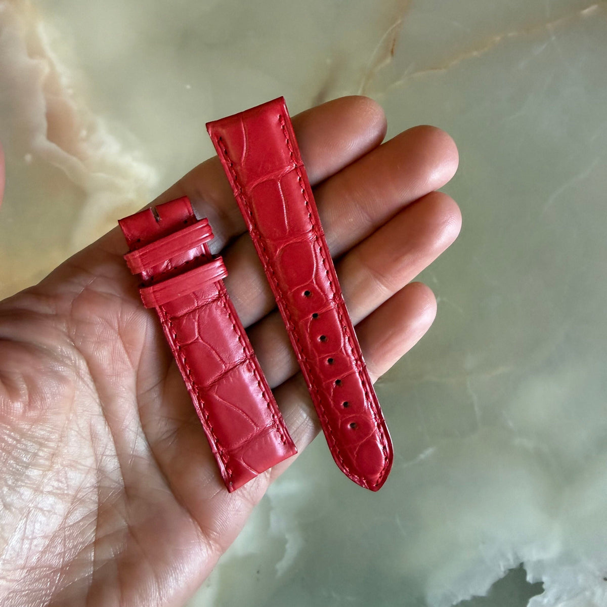 Authentic Cartier Red Alligator Watch Strap Band 19mm KD31RL66