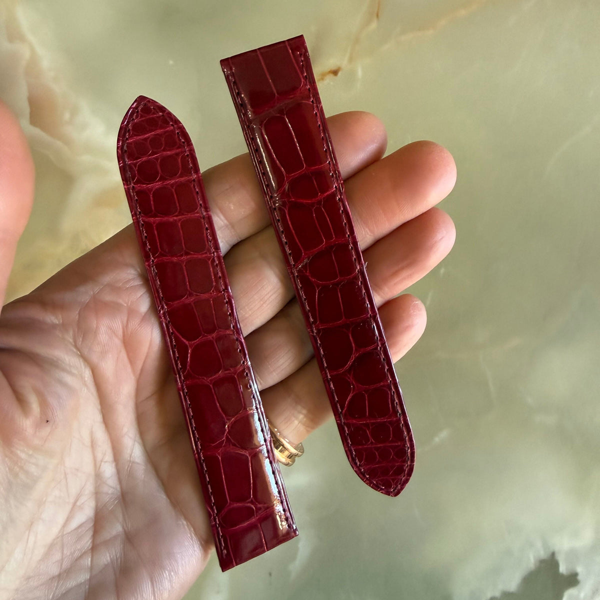 Authentic Cartier Red Alligator Watch Strap Band 20.15mm KD18JR04