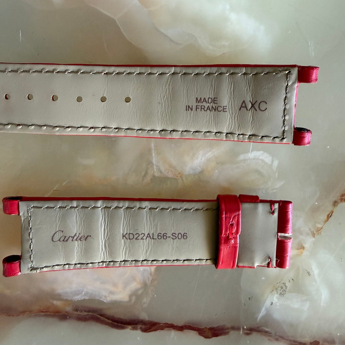 Authentic Cartier Red Alligator Watch Strap Band 20mm KD22AL66-S06