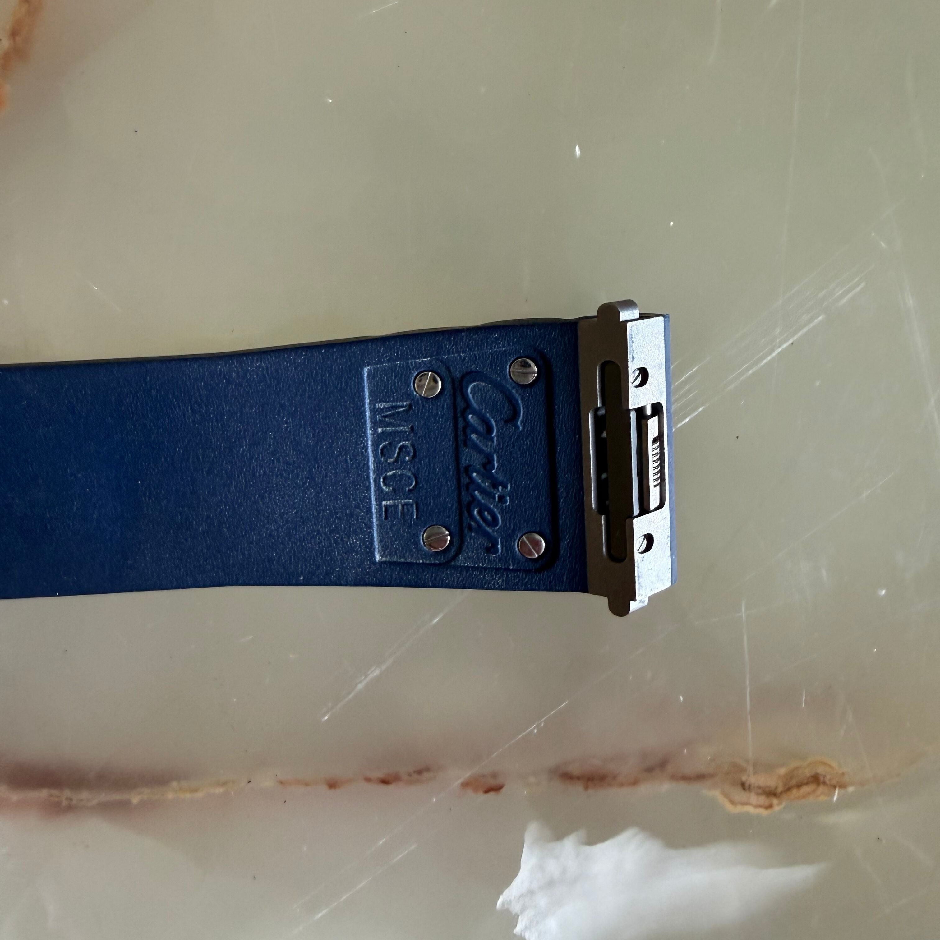 Authentic Cartier Santos Quick Release Blue Rubber Watch Strap Band 21mm