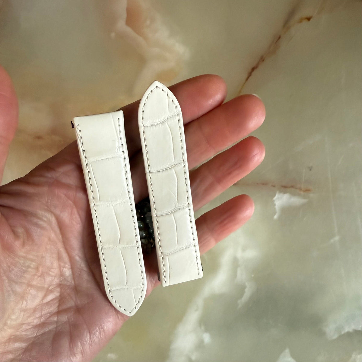 Authentic Cartier White Alligator Quick Release Watch Strap Band 19mm KD68WK63
