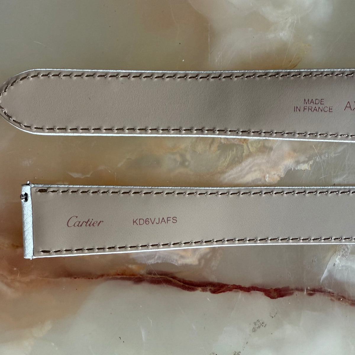 Authentic Cartier White Calfskin Watch Strap Band 21mm KD6VJAFS