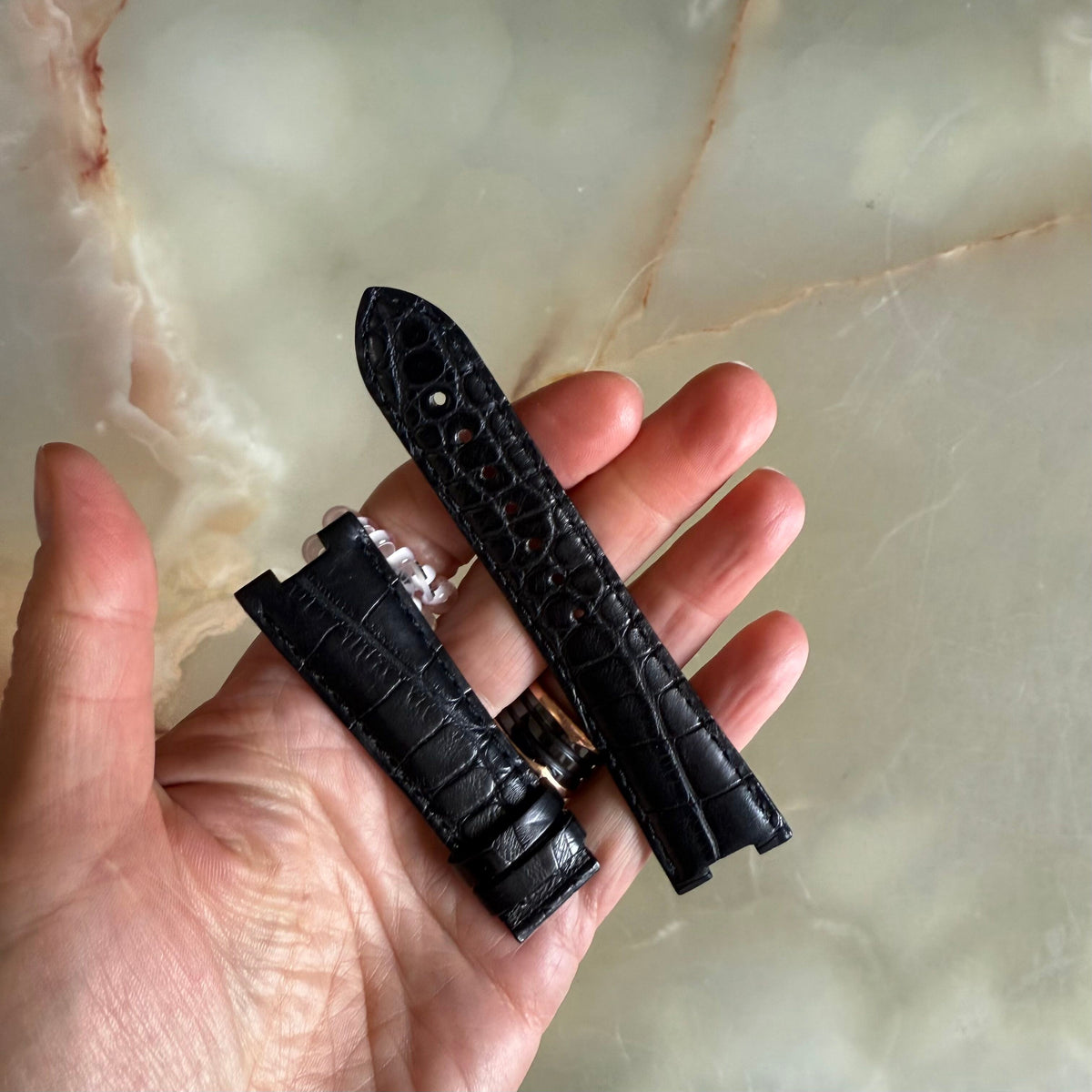 Authentic Concord Black Crocodile Watch Strap Band 22mm 2304