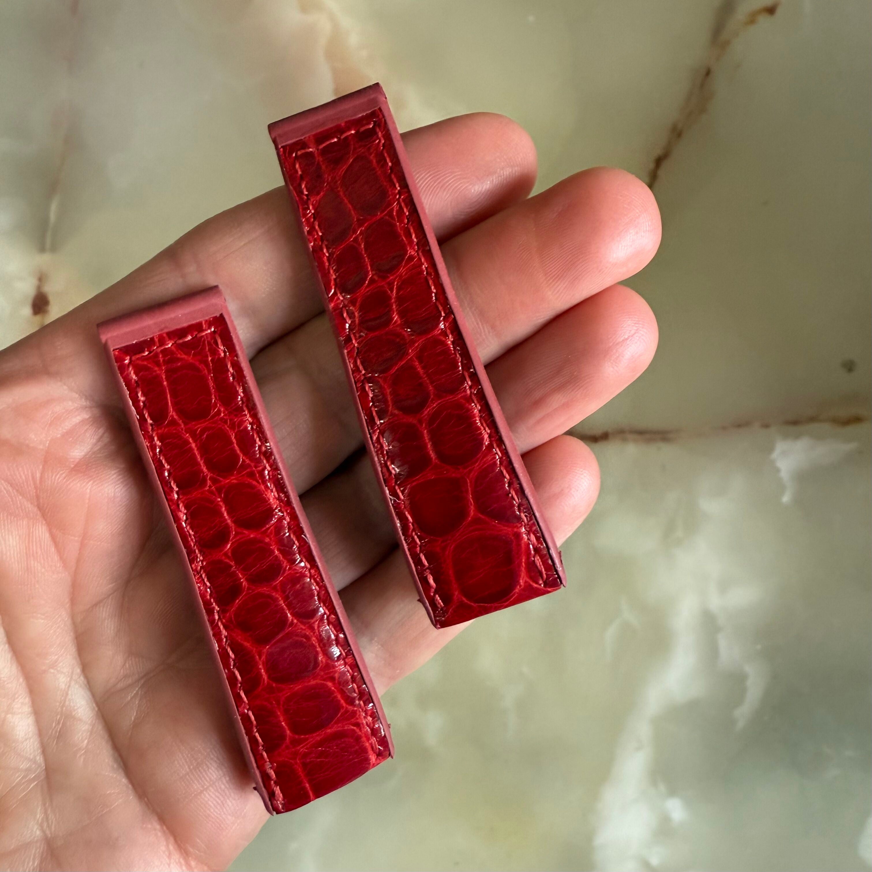 Authentic Corum Bubble Red Crocodile Watch Strap Band 18mm 2011