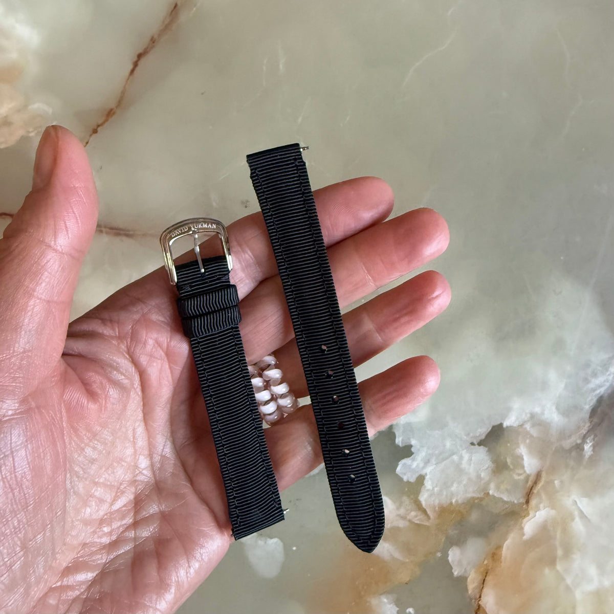 Authentic David Yurman Black Satin Watch Strap Band 15mm w Buckle