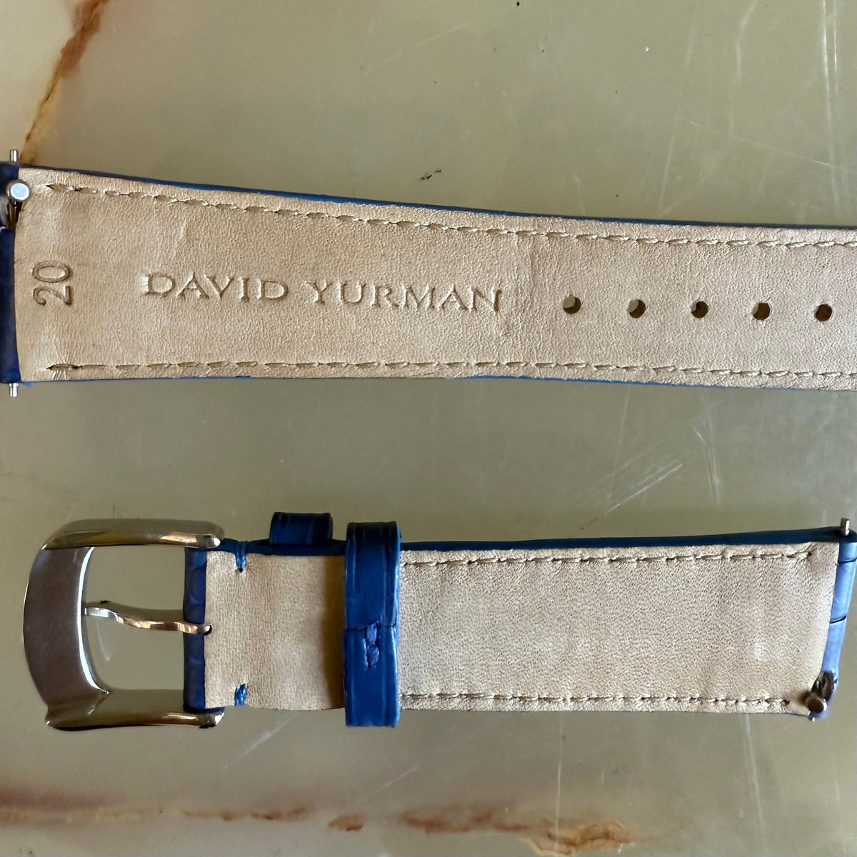 Authentic David Yurman Blue Alligator Watch Strap Band 20mm w Buckle