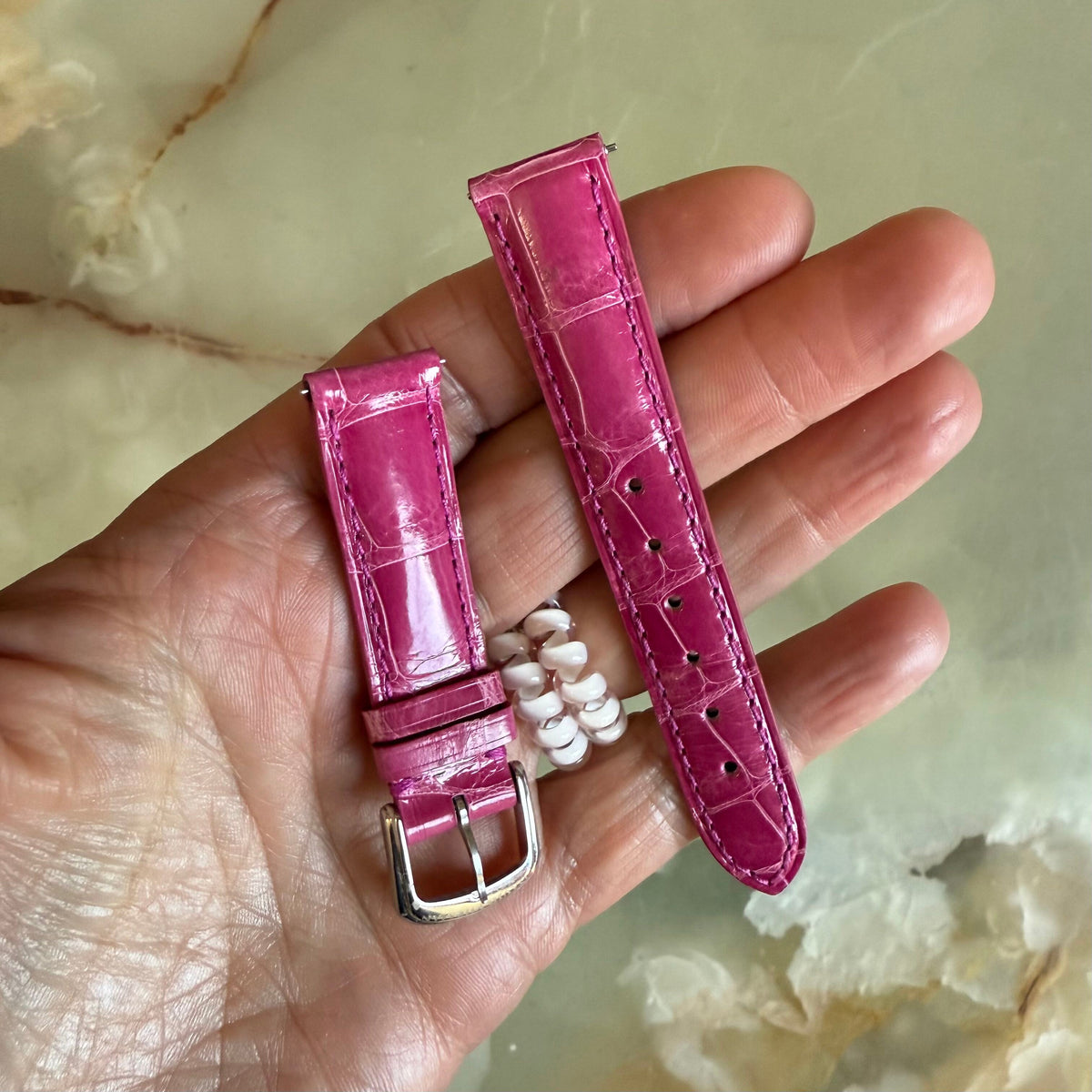 Authentic David Yurman Pink Alligator Watch Strap Band 15mm w Buckle