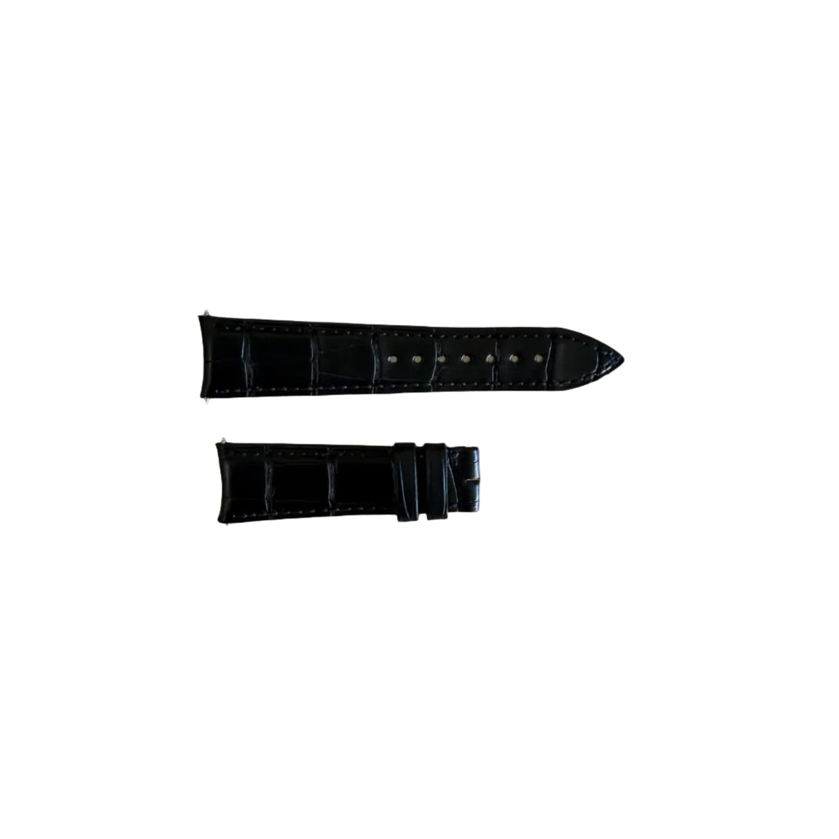 Authentic Franck Muller Black Crocodile Stitching Padded Watch Strap Band 20mm
