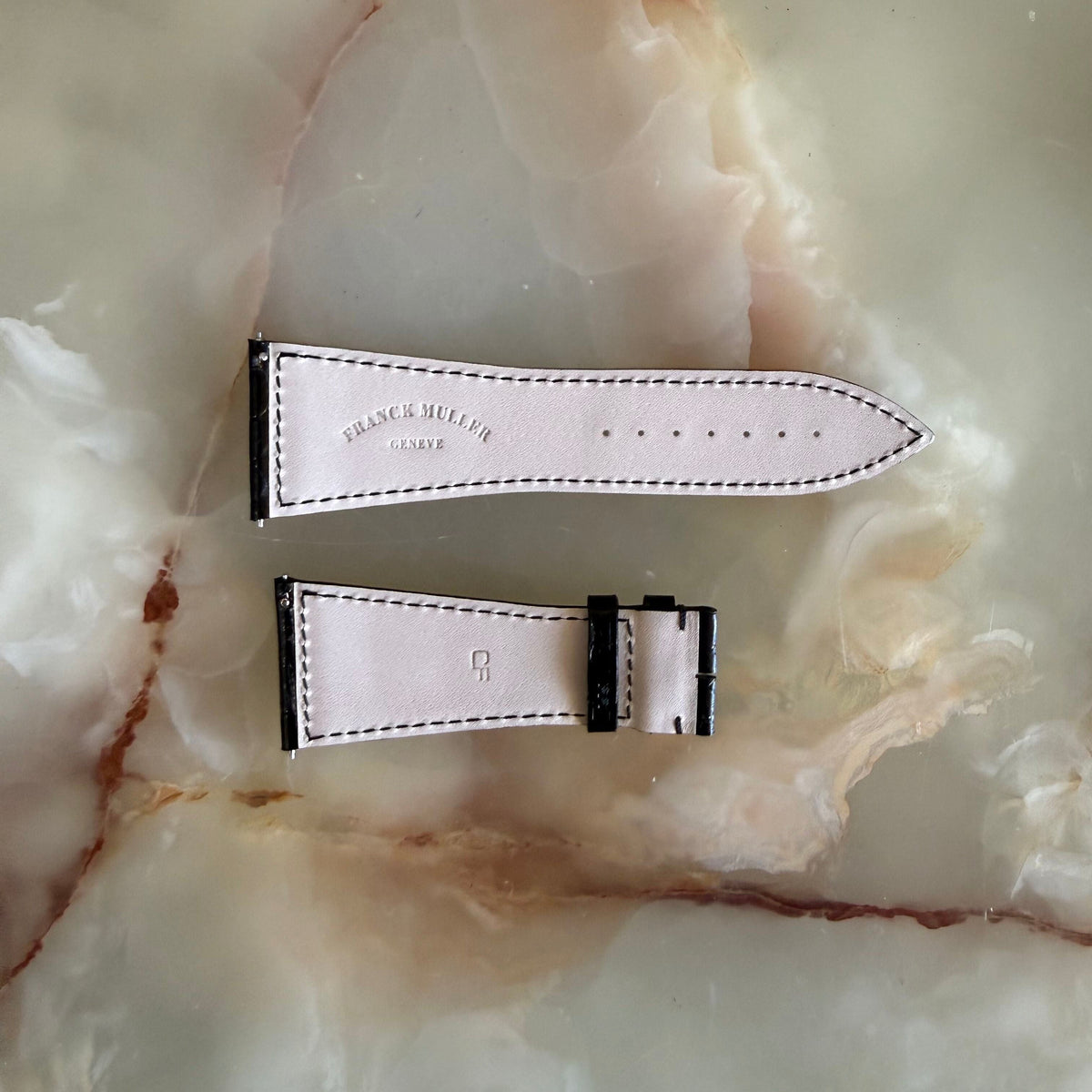 Authentic Franck Muller Black Shiny Crocodile Watch Strap Band 30mm