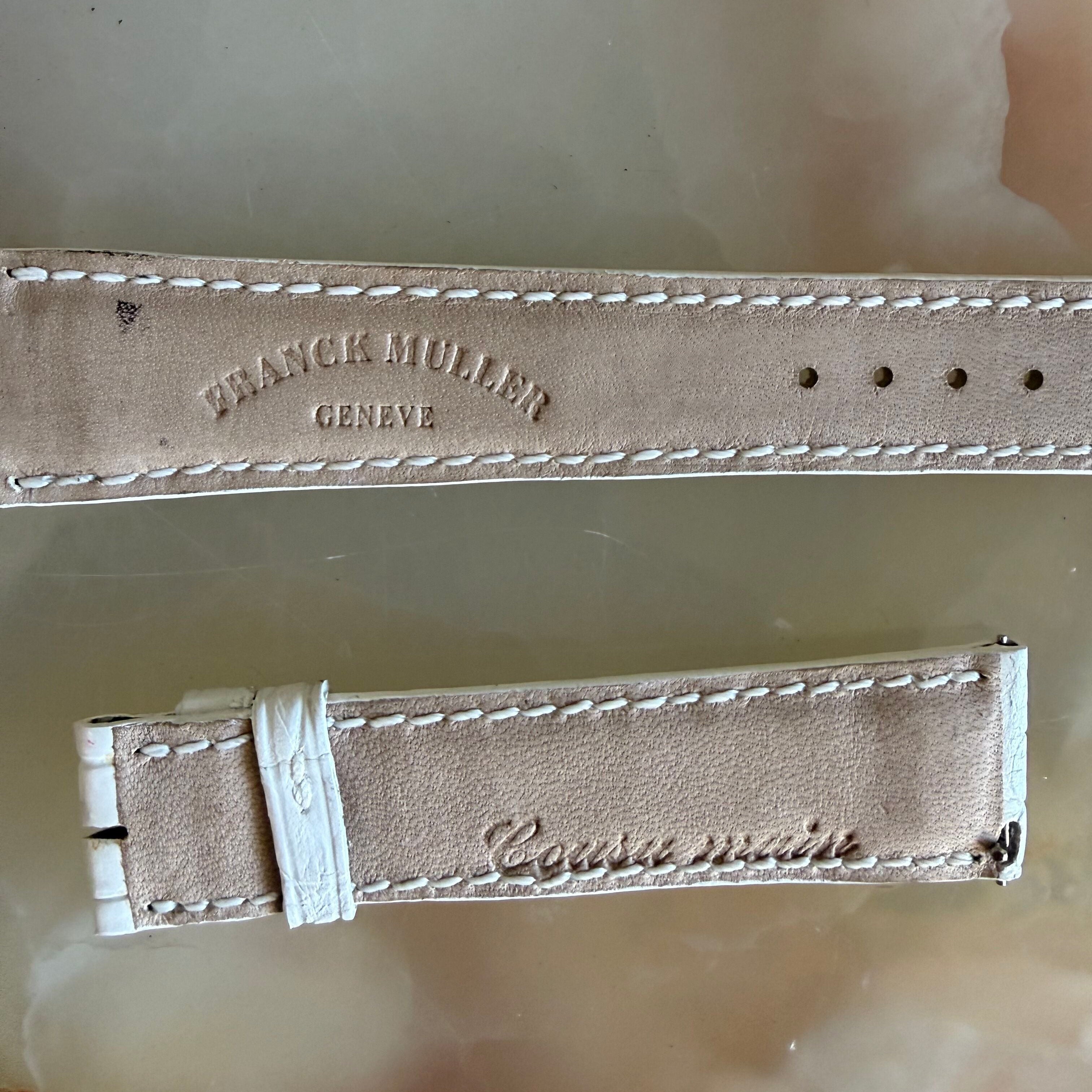 Authentic Franck Muller White Crocodile Stitching Padded Watch Strap Band