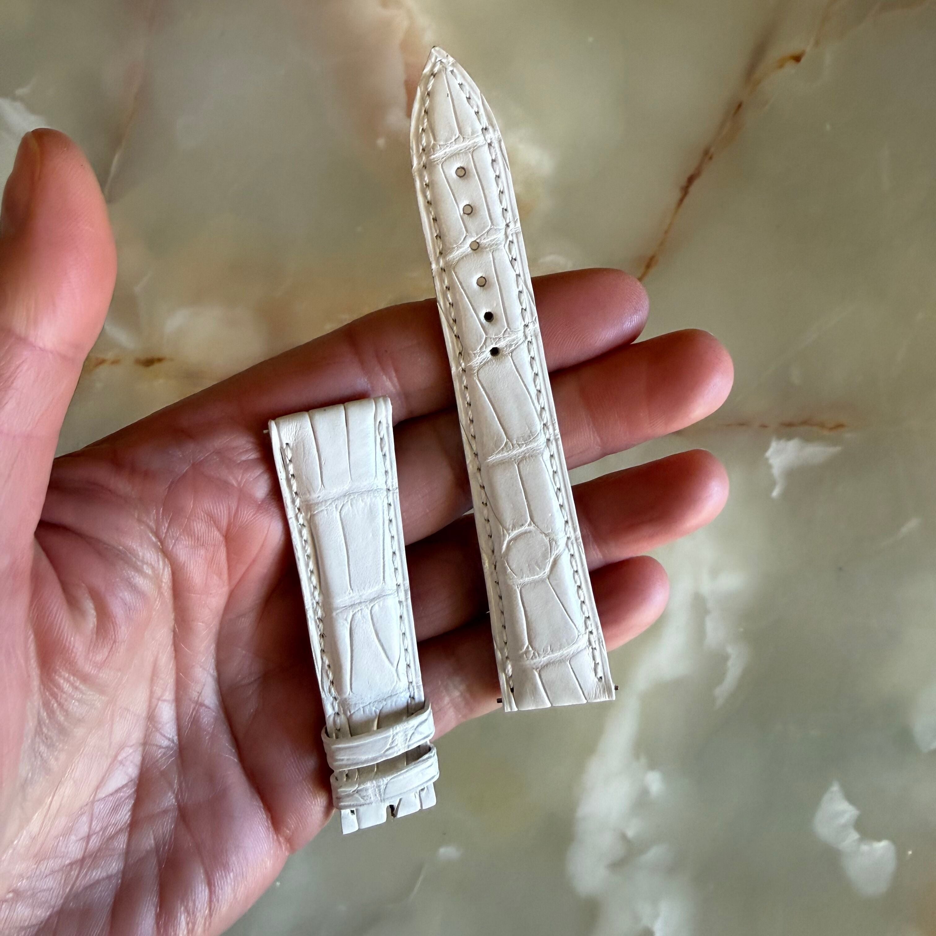 Authentic Franck Muller White Crocodile Stitching Padded Watch Strap Band