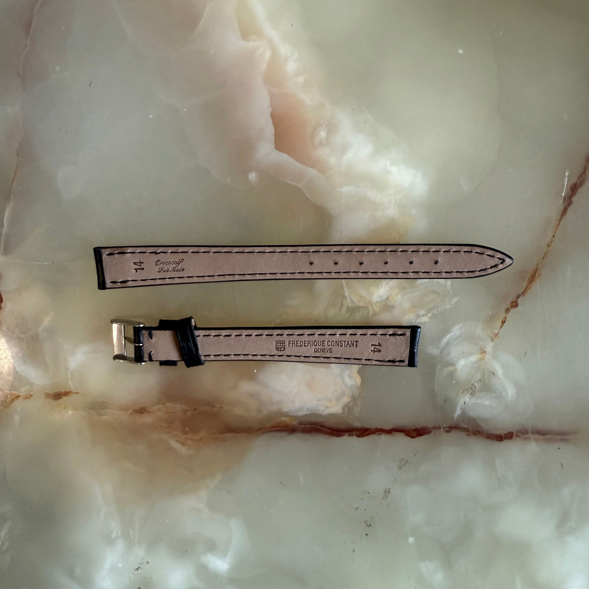 Authentic Frederique Constant Black Crocodile Watch Strap Band 14mm with Buckle