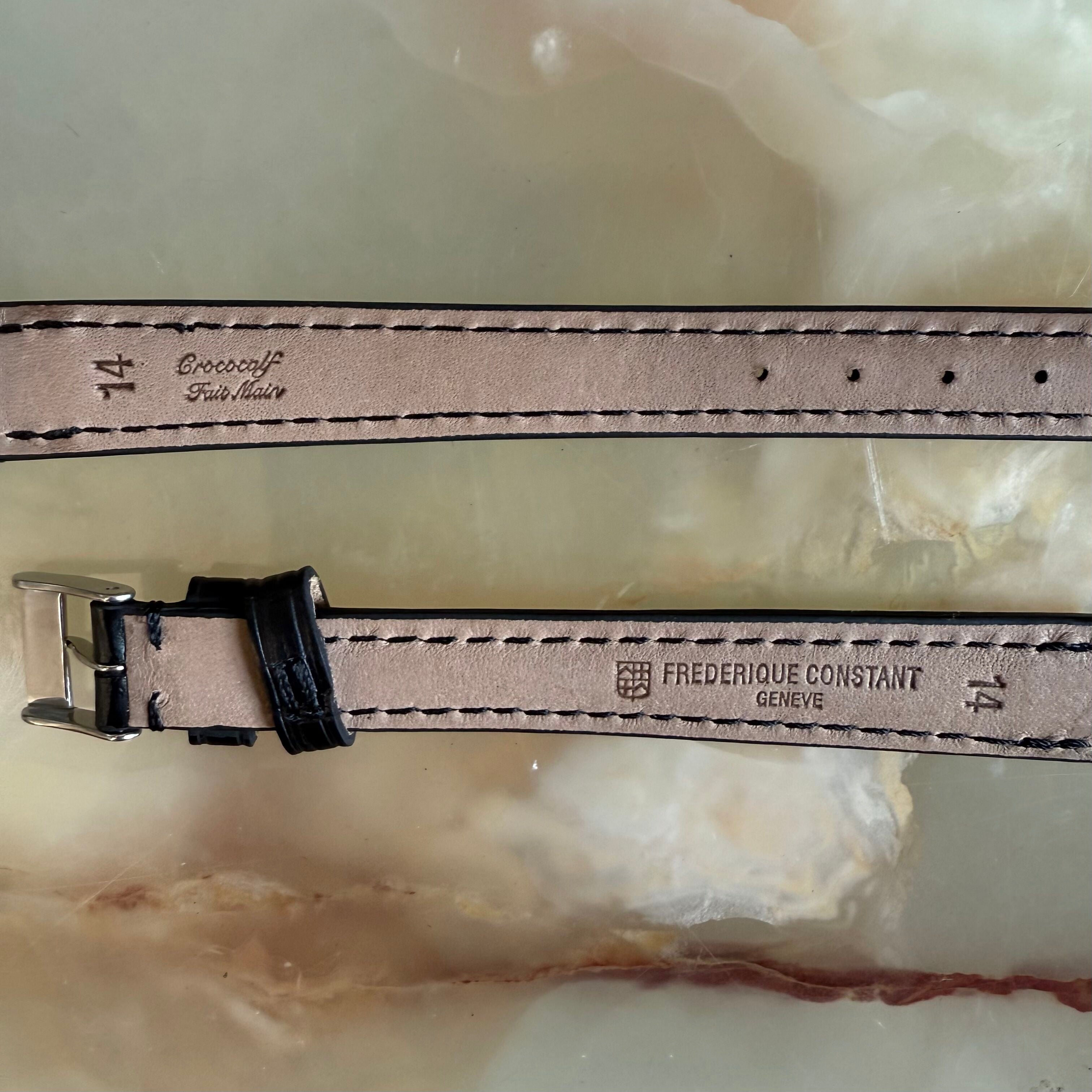 Authentic Frederique Constant Black Crocodile Watch Strap Band 14mm with Buckle