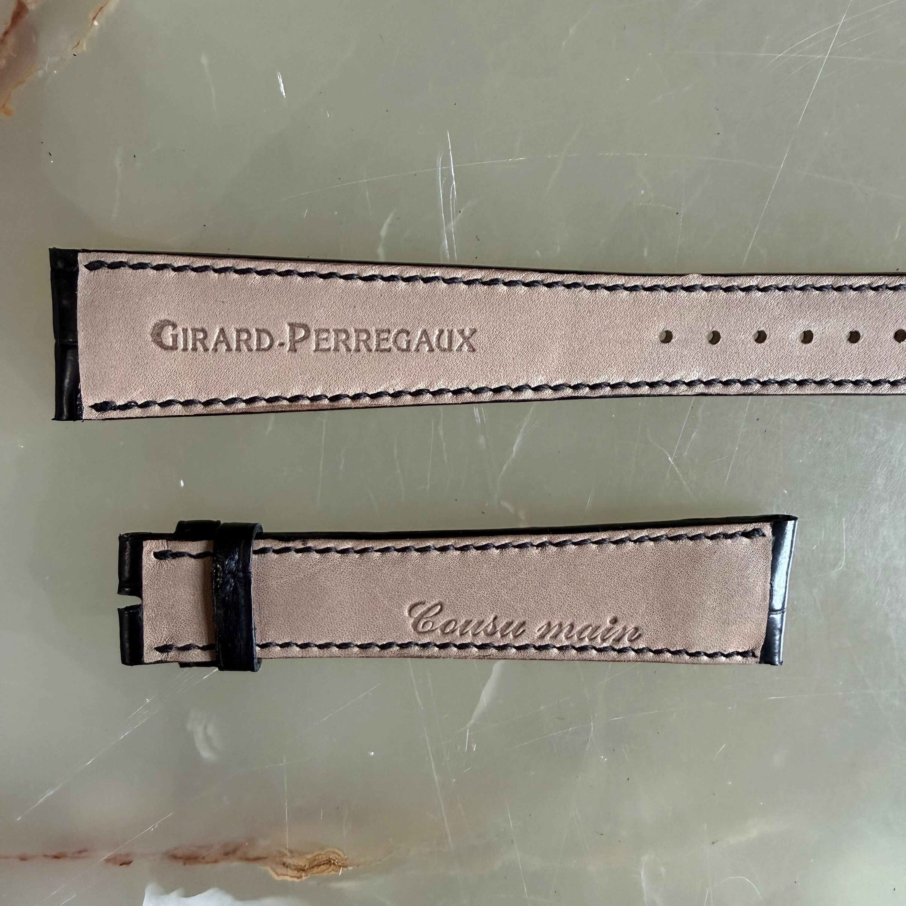 Authentic Girard Perregaux Black Crocodile Watch Strap Band 20mm Padded &