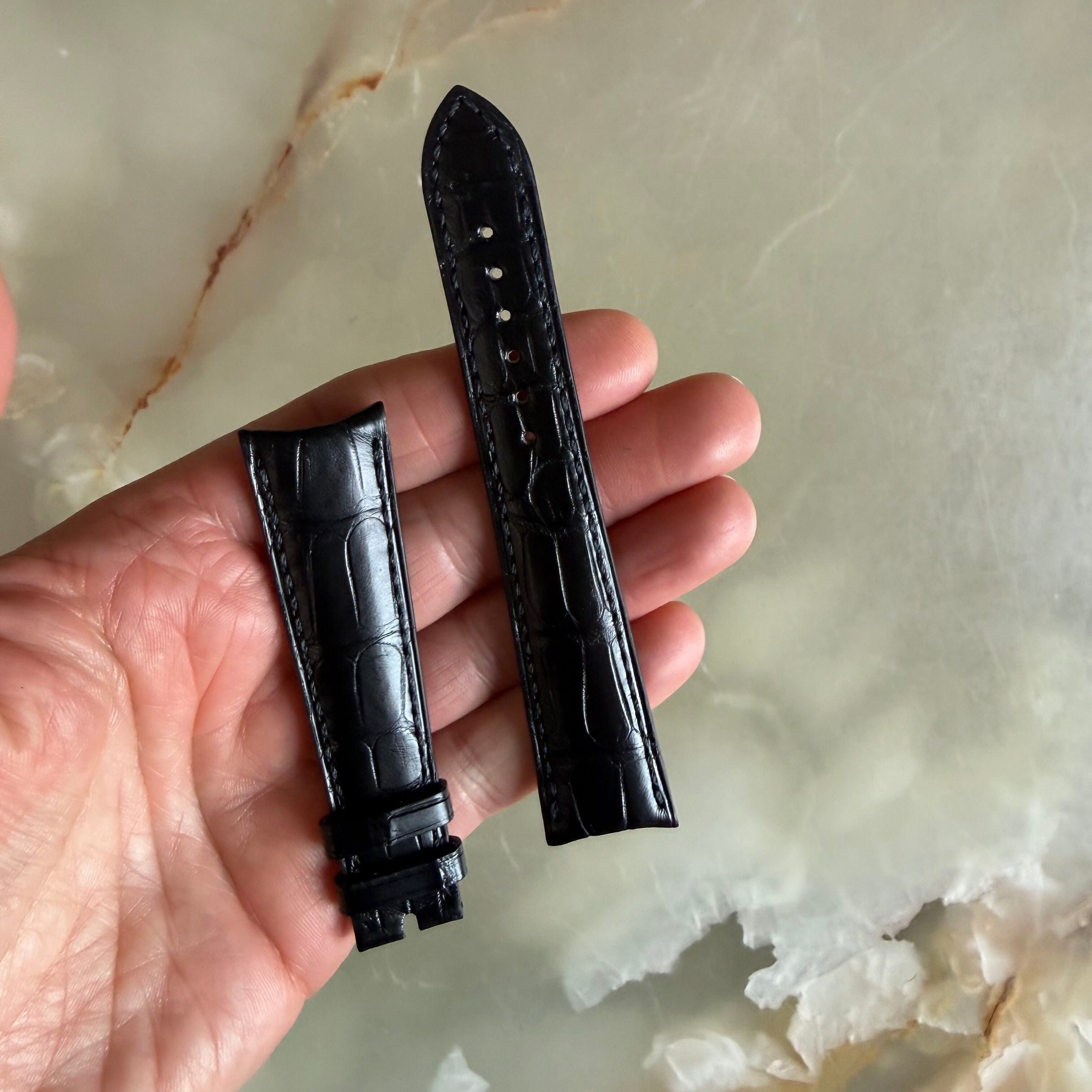 Authentic Girard Perregaux Black Crocodile Watch Strap Band 20mm Padded &