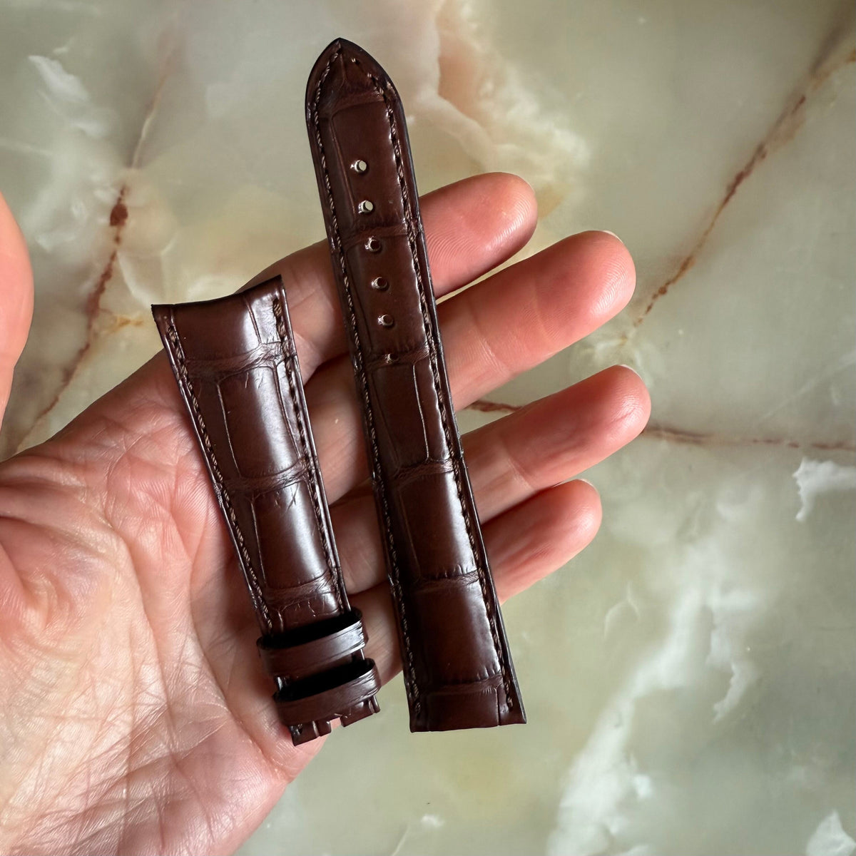 Authentic Girard Perregaux Brown Crocodile Watch Strap Band 21mm
