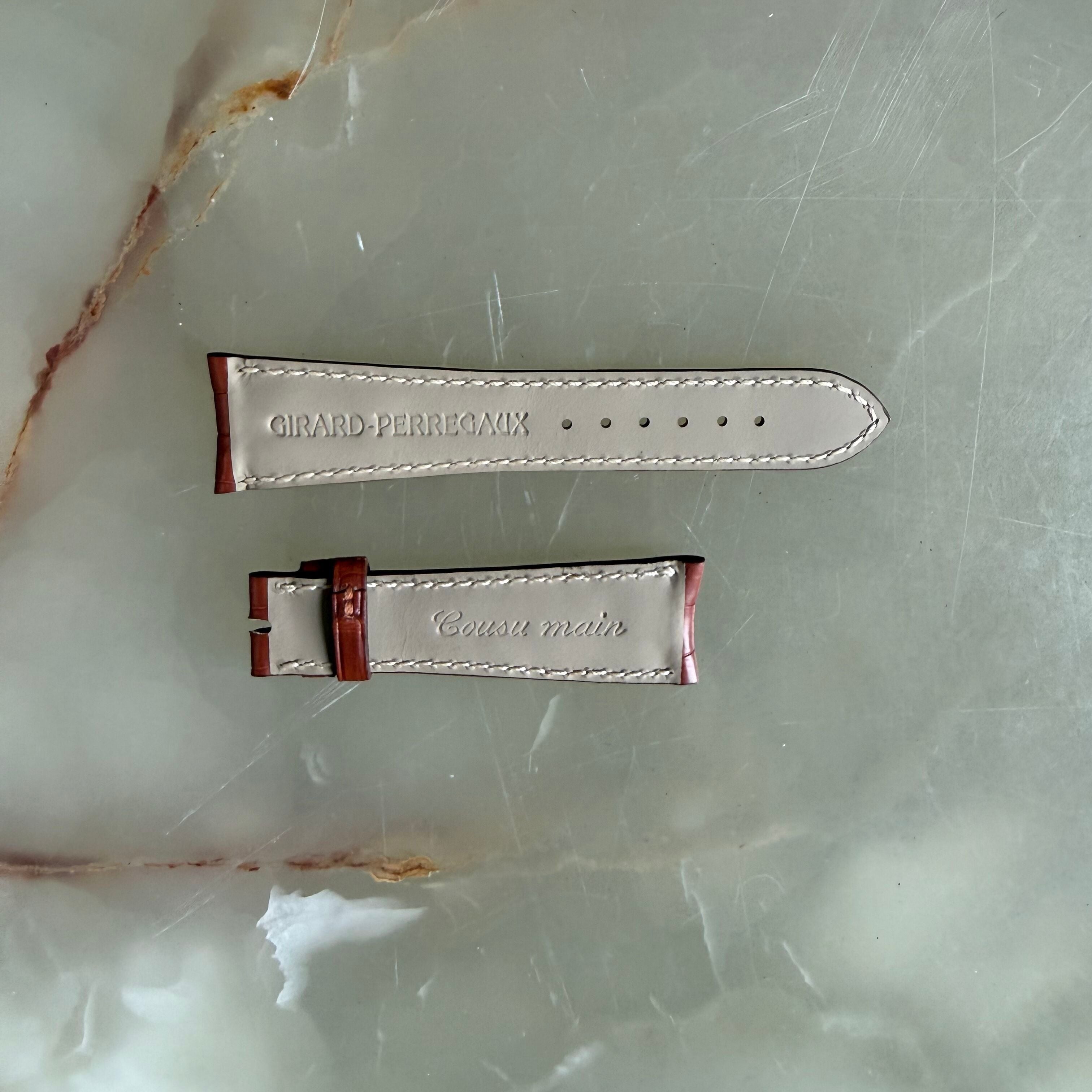 Authentic Girard Perregaux Brown Crocodile Watch Strap Band 21mm Padded &