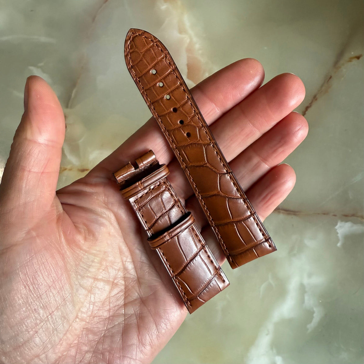 Authentic Girard Perregaux Brown Crocodile Watch Strap Band 22mm