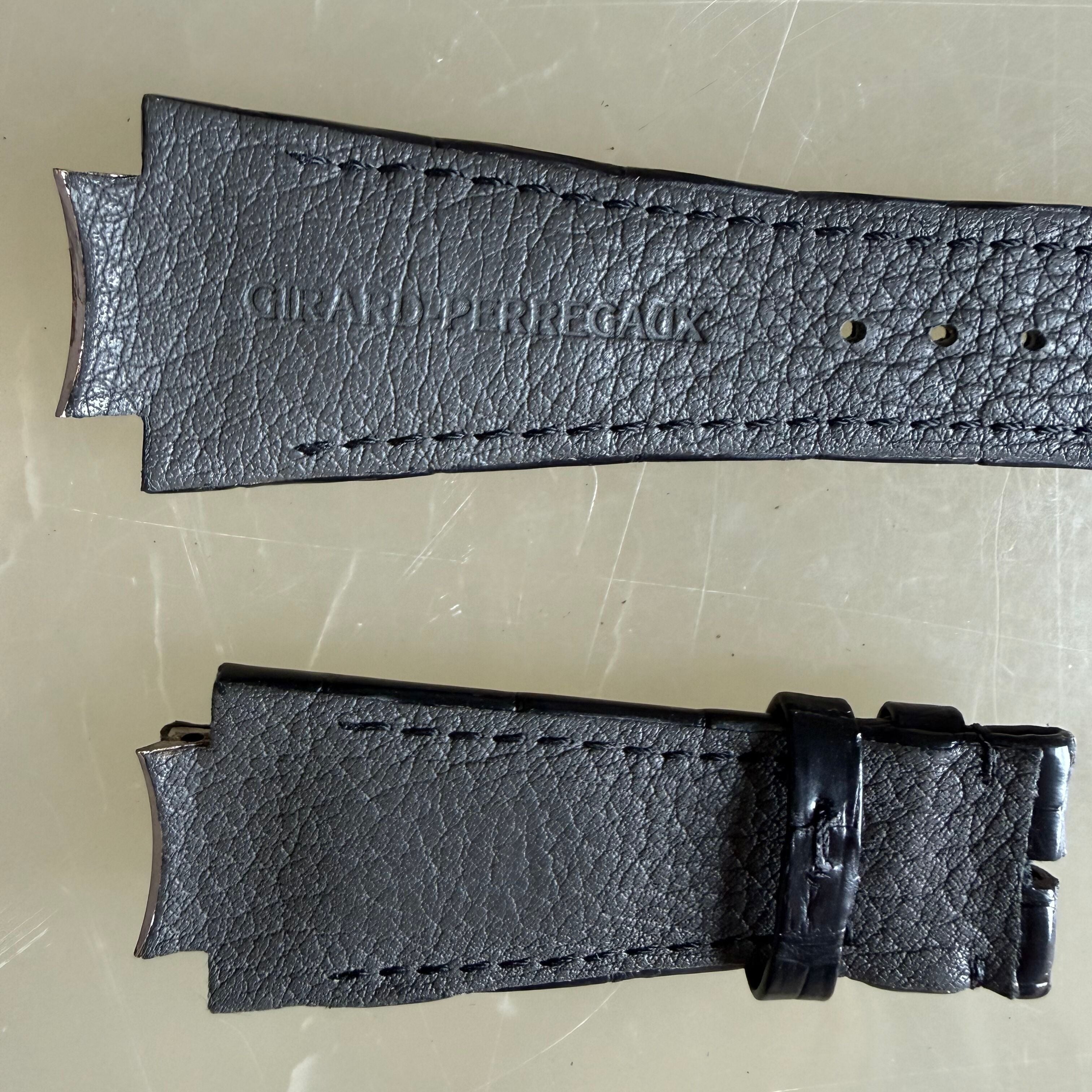 Authentic Girard Perregaux Laureato Black Crocodile Watch Strap Band 25mm
