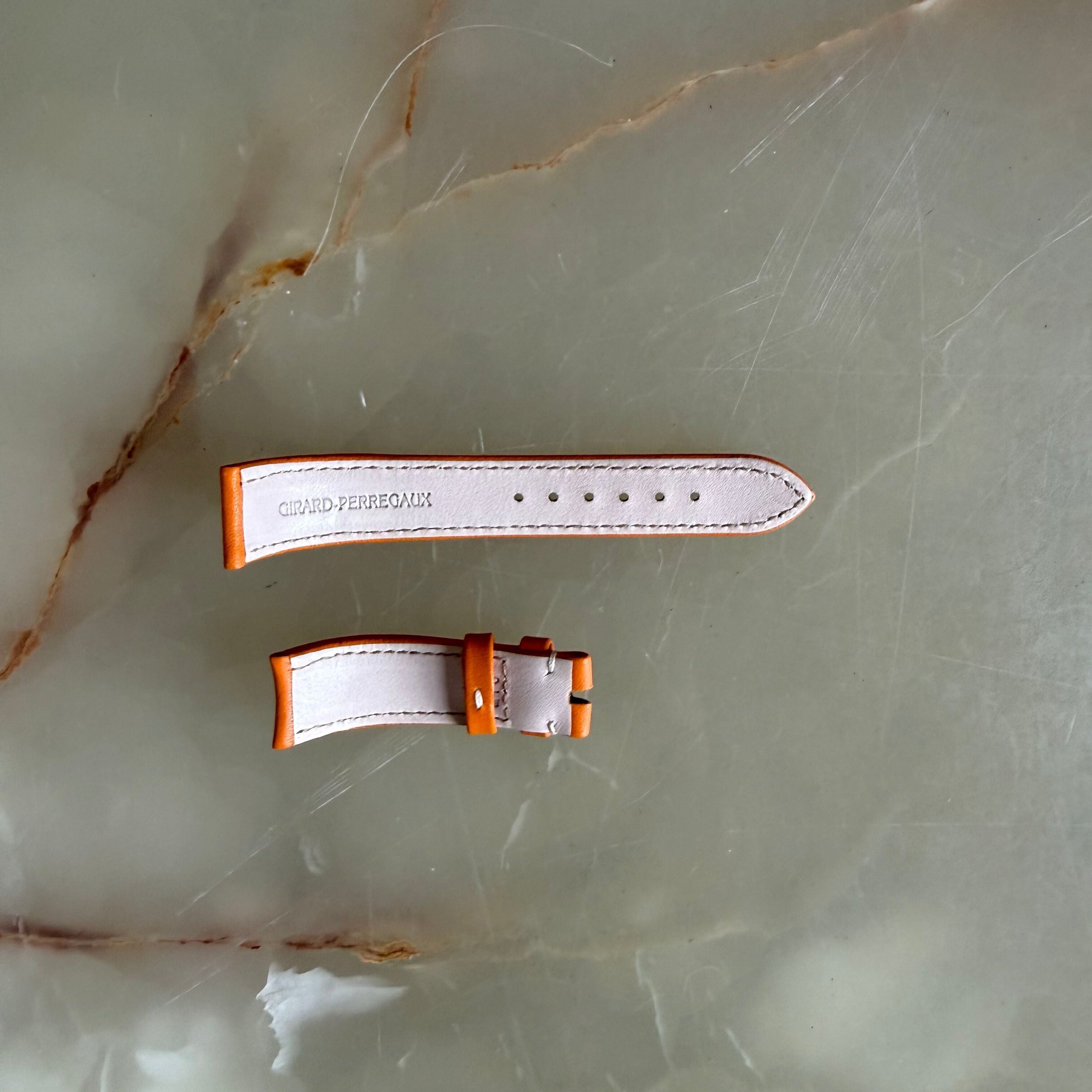 Authentic Girard Perregaux Orange Leather Watch Strap Band 16mm