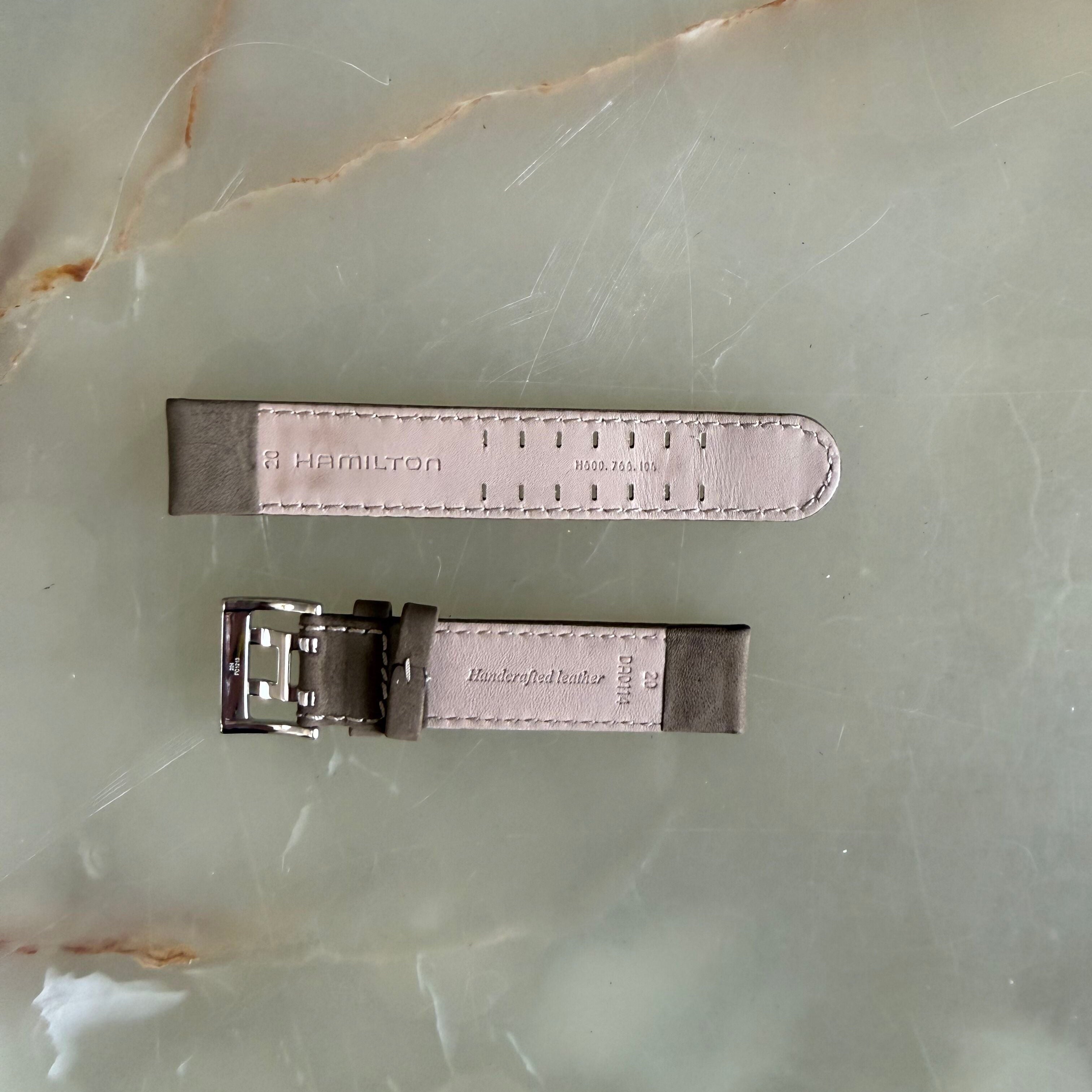 Authentic Hamilton Beige Leather Watch Strap Band 20mm w Buckle H600.766.104