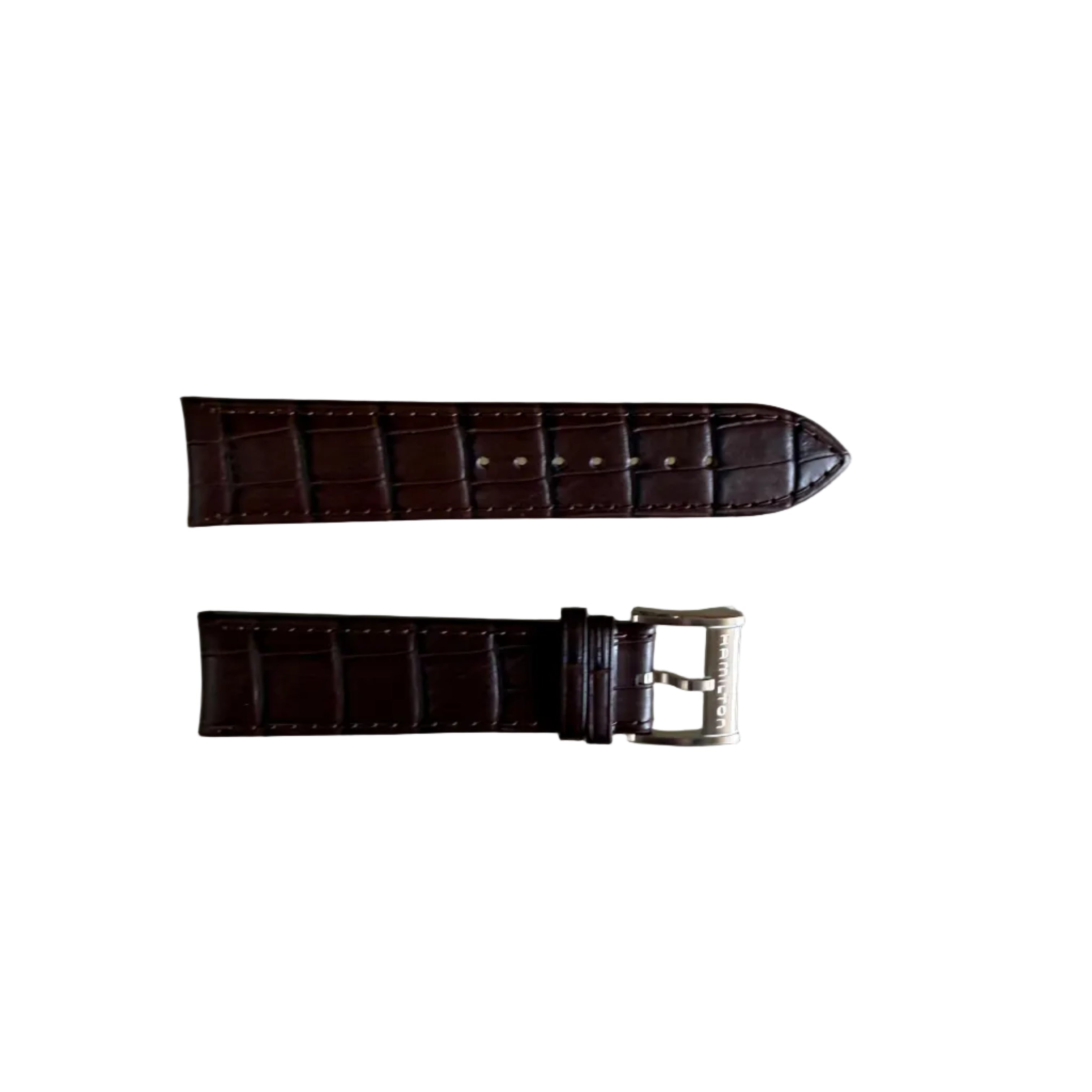 Authentic Hamilton Brown Crocodile Leather Watch Strap Band 22mm w Buckle