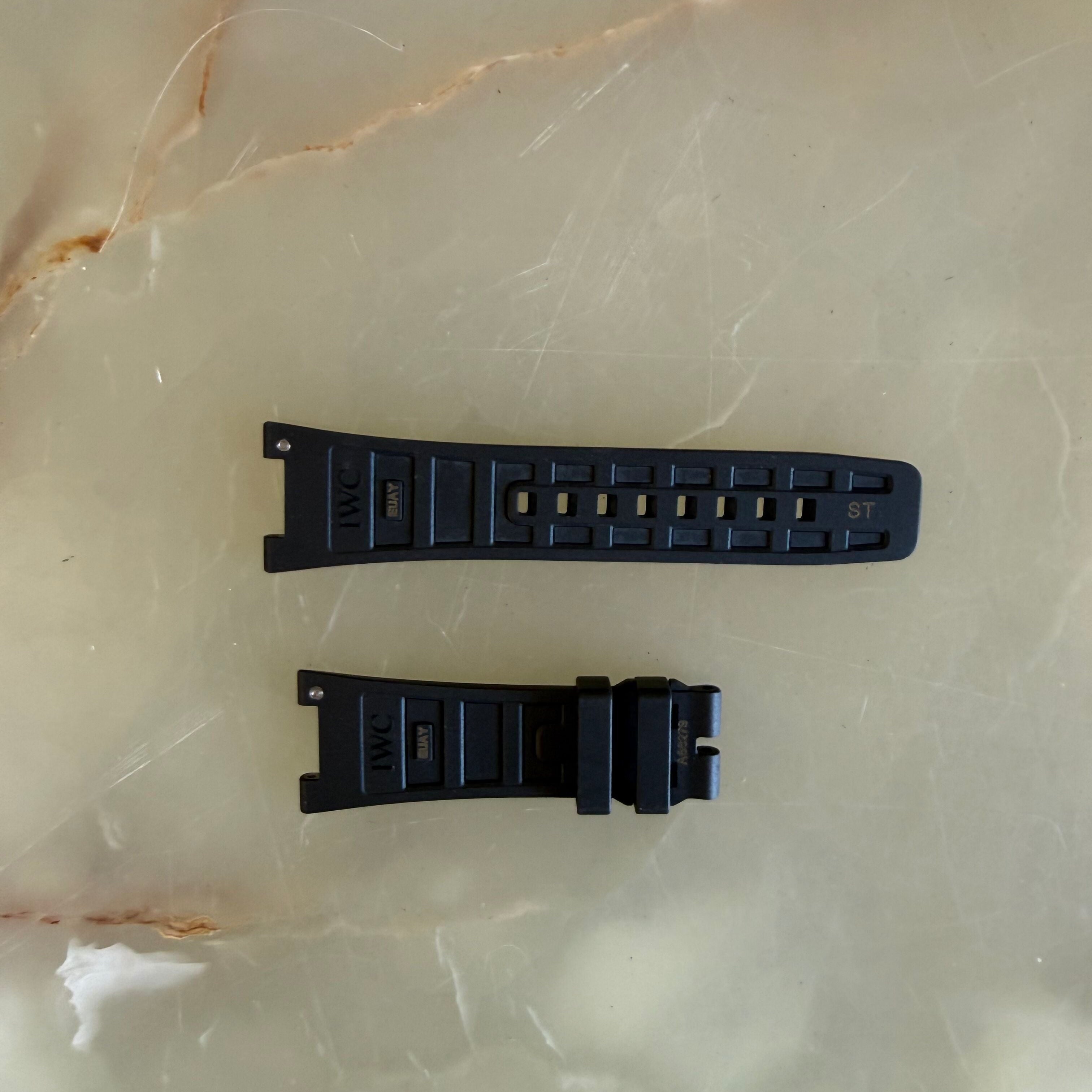 Authentic IWC Ingenieur Black Rubber Fabric Watch Band Strap 30mm