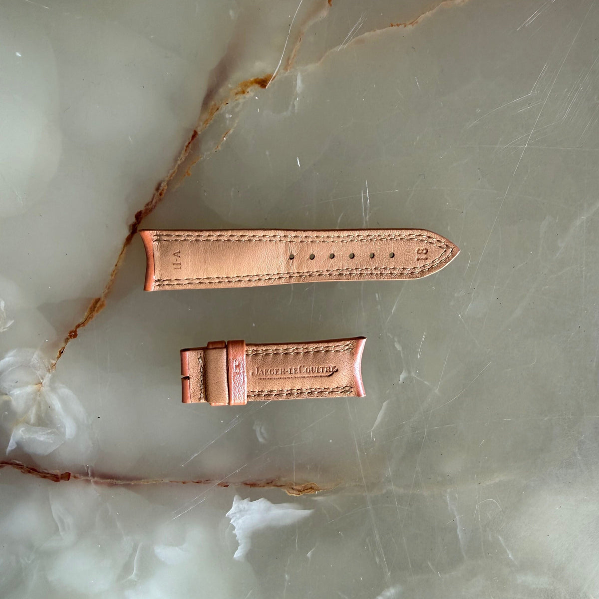 Authentic Jaeger LeCoultre Pink Leather Watch Strap Band 18.45mm