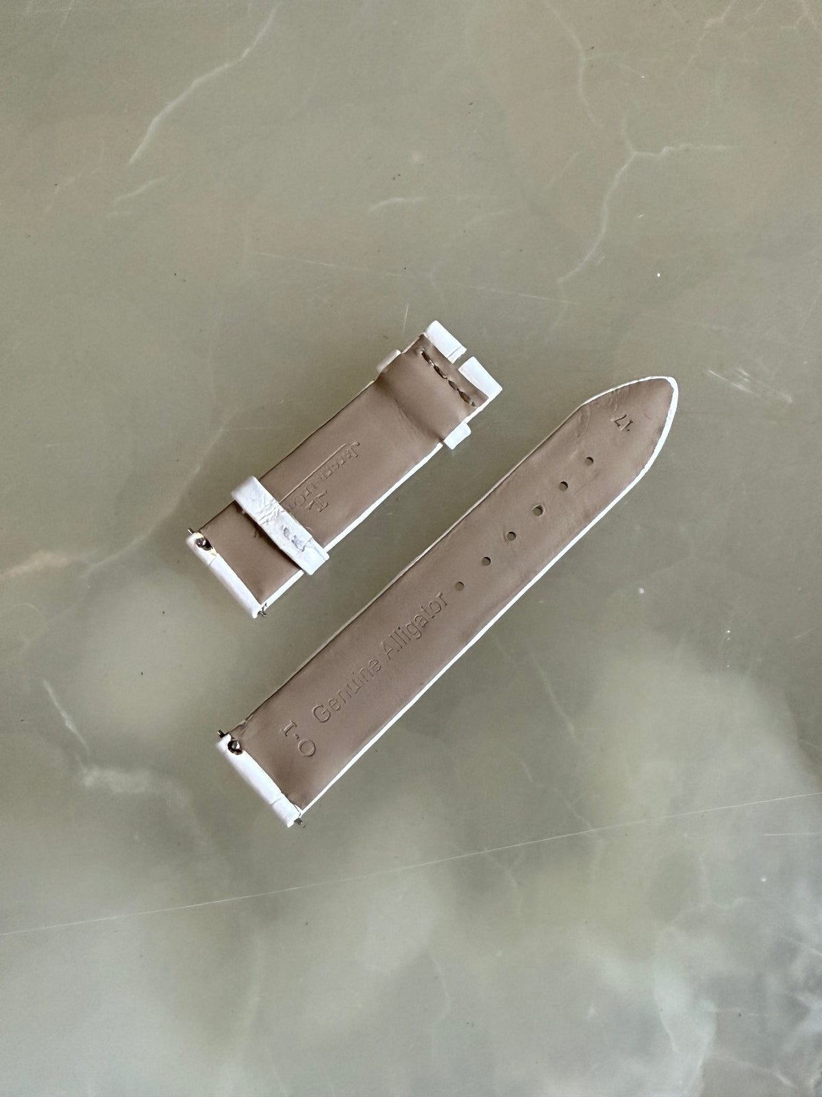 Authentic Jaeger LeCoultre White Alligator Watch Band Strap 17mm