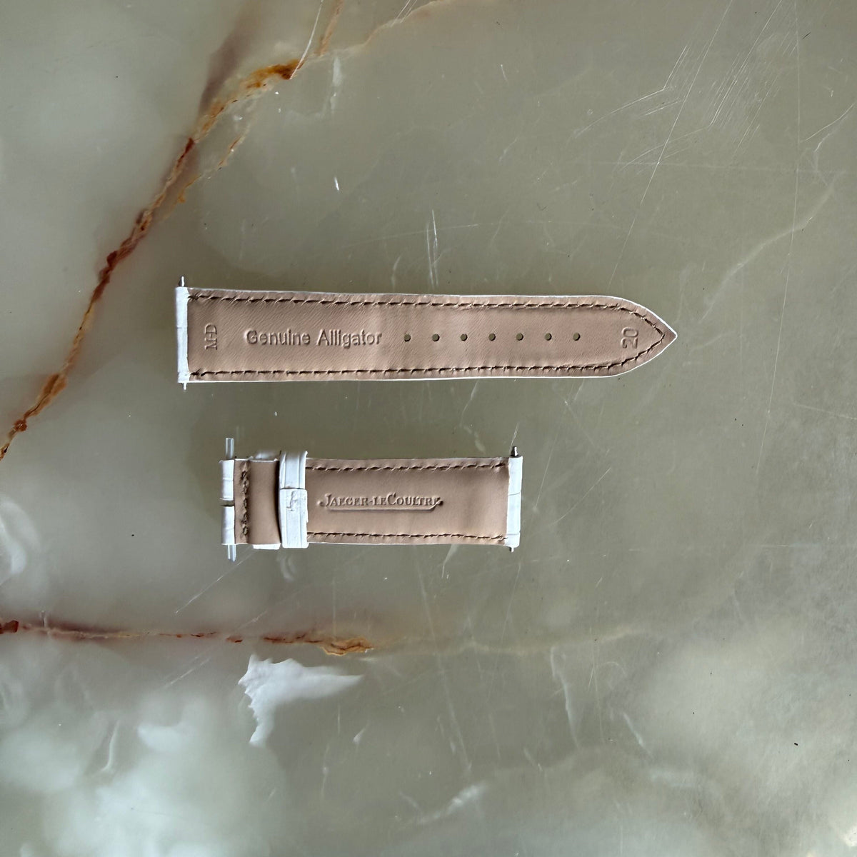 Authentic Jaeger LeCoultre White Alligator Watch Strap Band 20mm