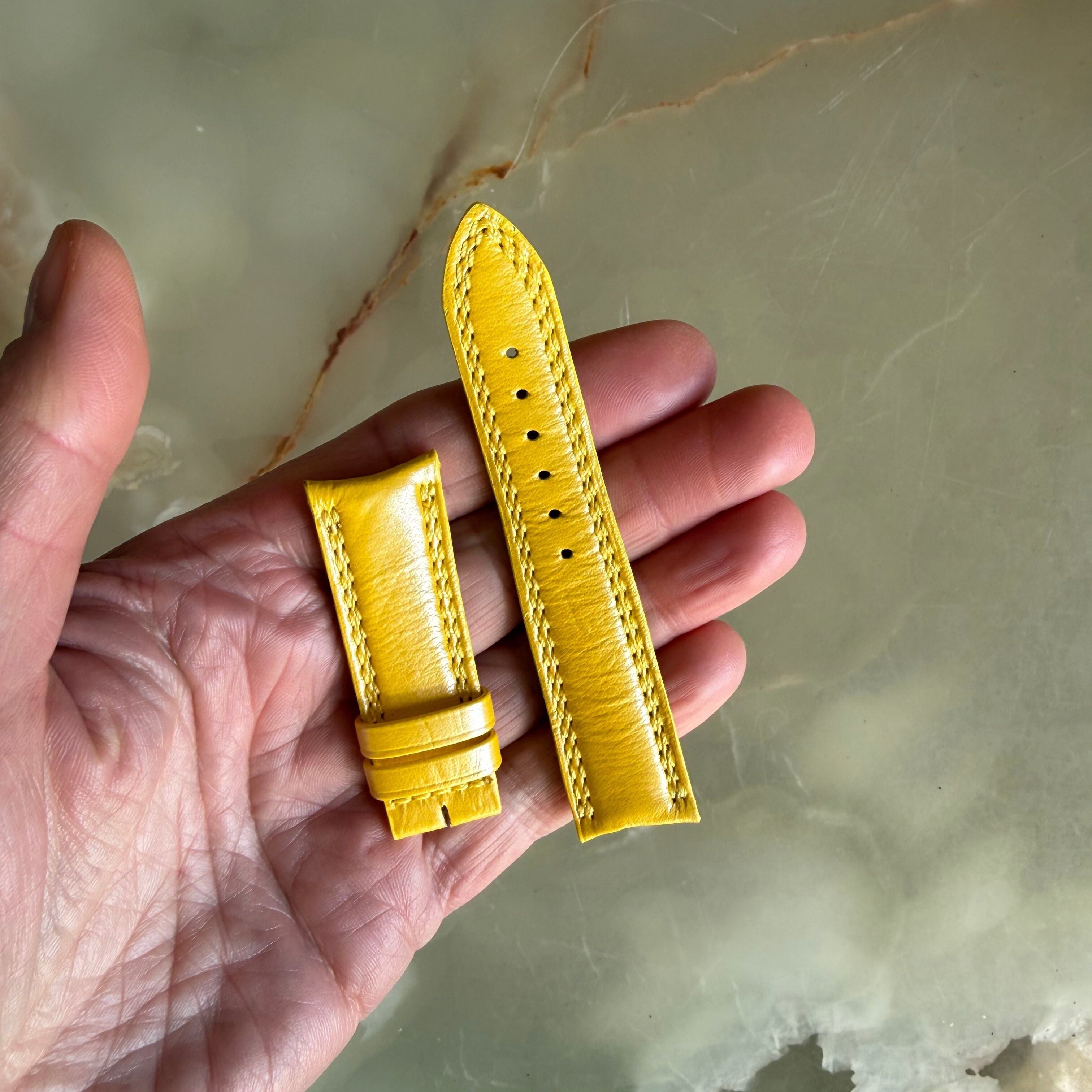 Authentic Jaeger LeCoultre Yellow Leather Watch Strap Band 19mm